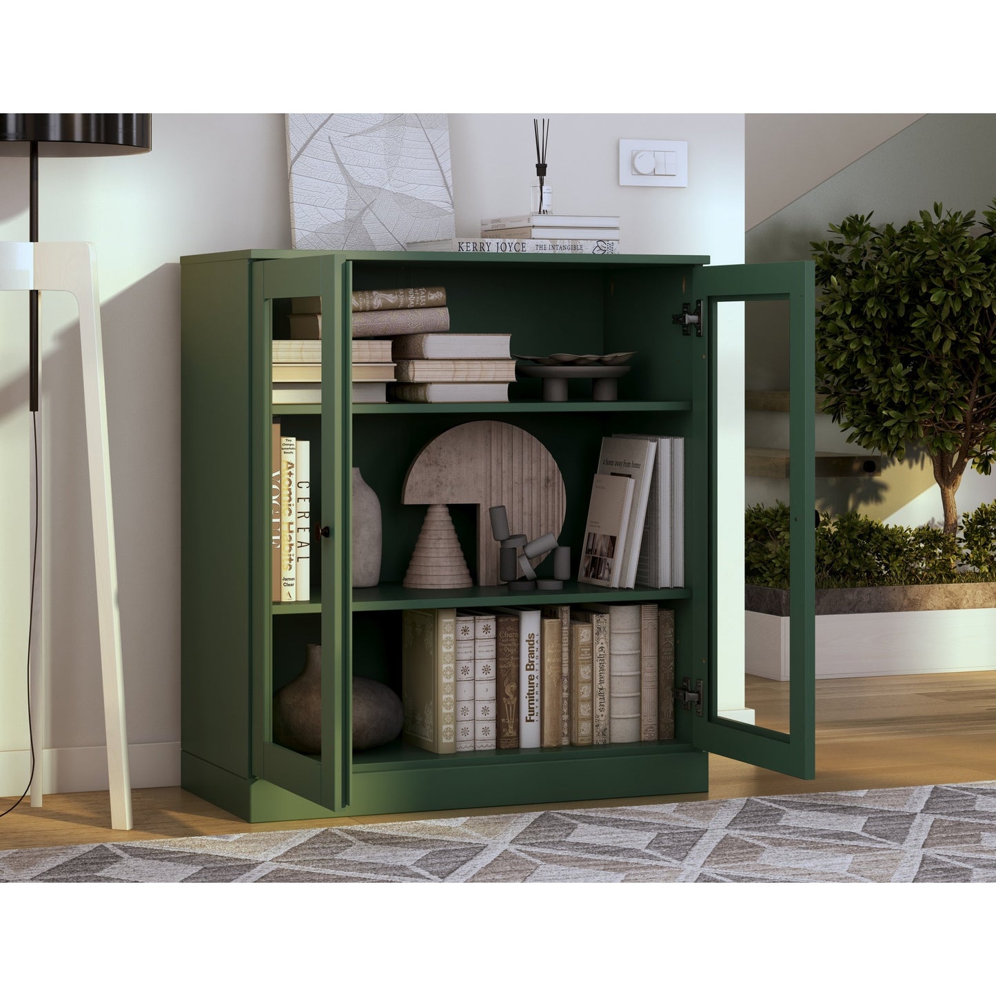 Bücherregal mit 3 Regalböden aus 100 % Massivholz und optionalen Türen von Palace Imports