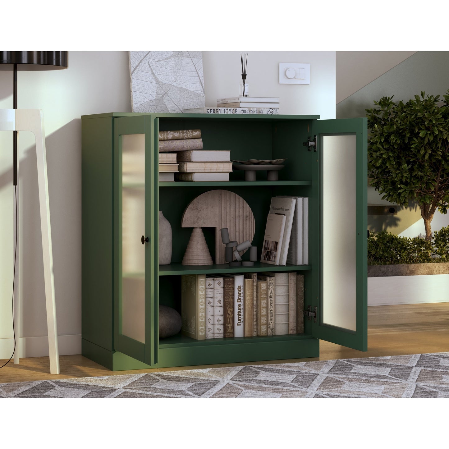 Bücherregal mit 3 Regalböden aus 100 % Massivholz und optionalen Türen von Palace Imports