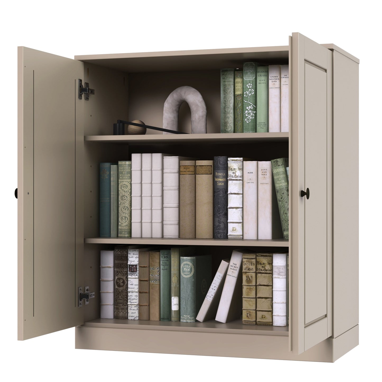 Bücherregal mit 3 Regalböden aus 100 % Massivholz und optionalen Türen von Palace Imports