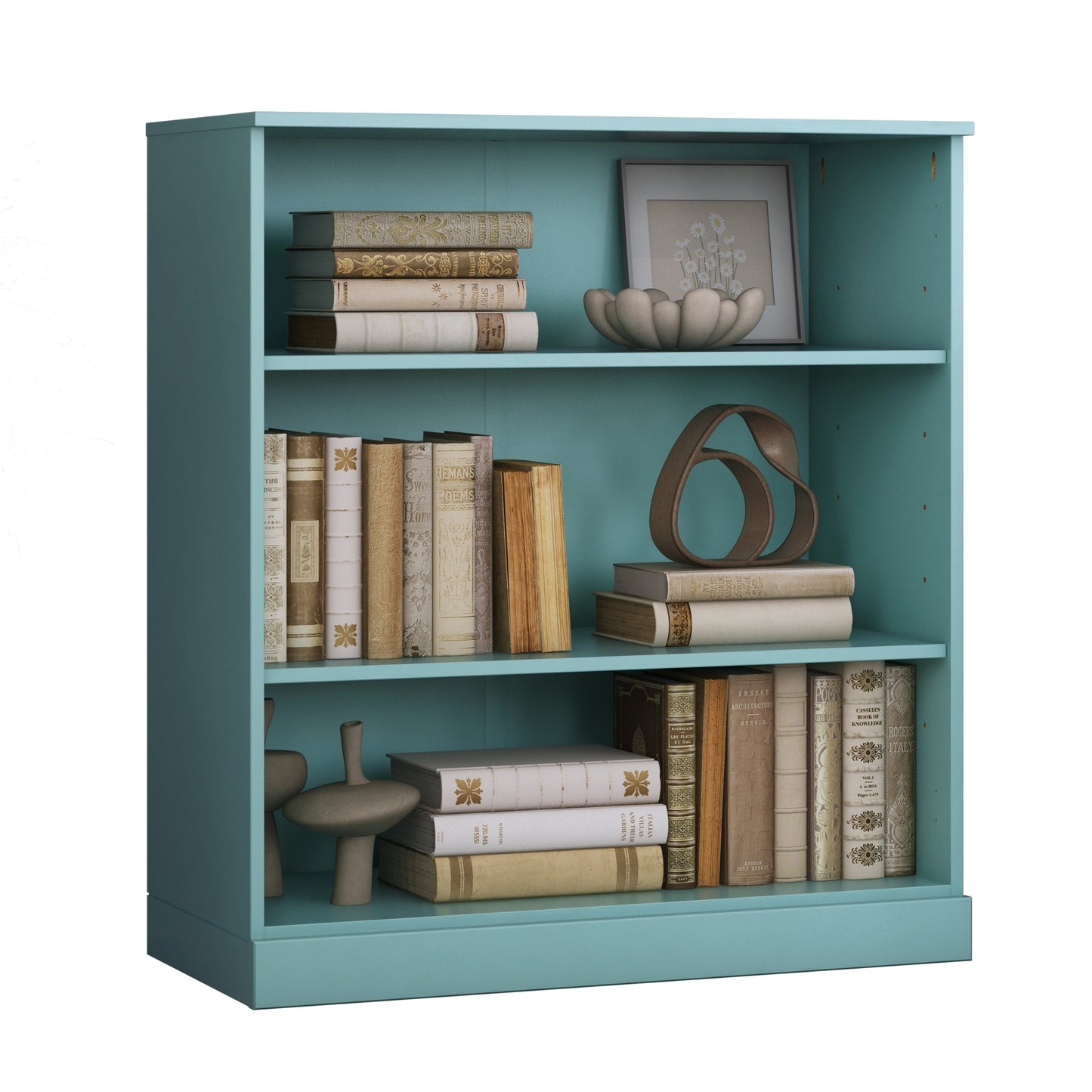 Bücherregal mit 3 Regalböden aus 100 % Massivholz und optionalen Türen von Palace Imports