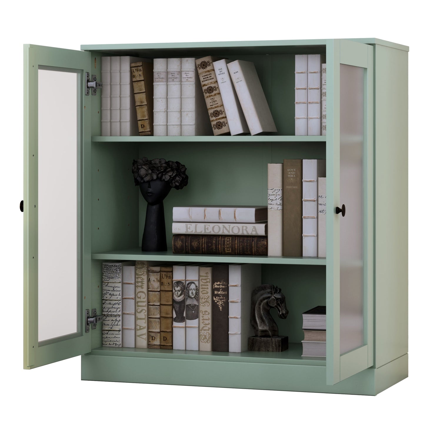 Bücherregal mit 3 Regalböden aus 100 % Massivholz und optionalen Türen von Palace Imports