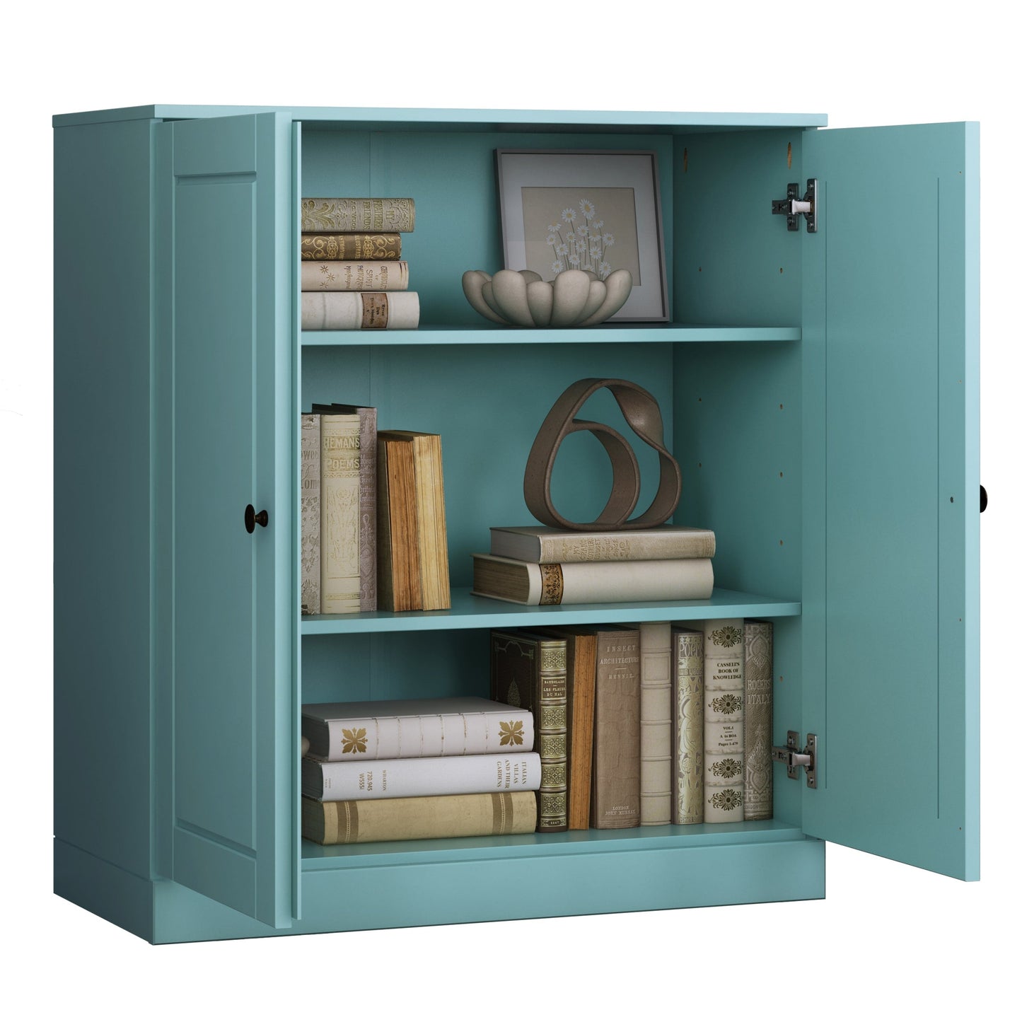 Bücherregal mit 3 Regalböden aus 100 % Massivholz und optionalen Türen von Palace Imports