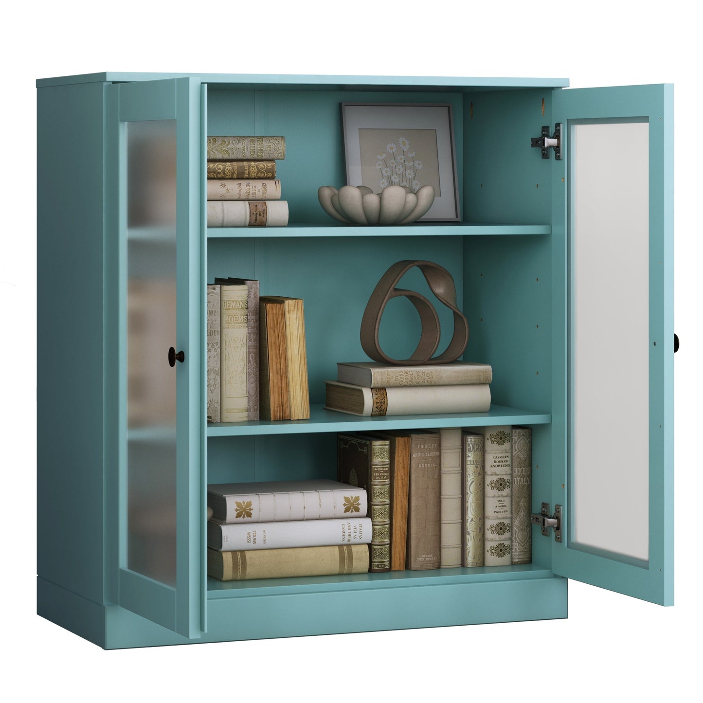 Bücherregal mit 3 Regalböden aus 100 % Massivholz und optionalen Türen von Palace Imports