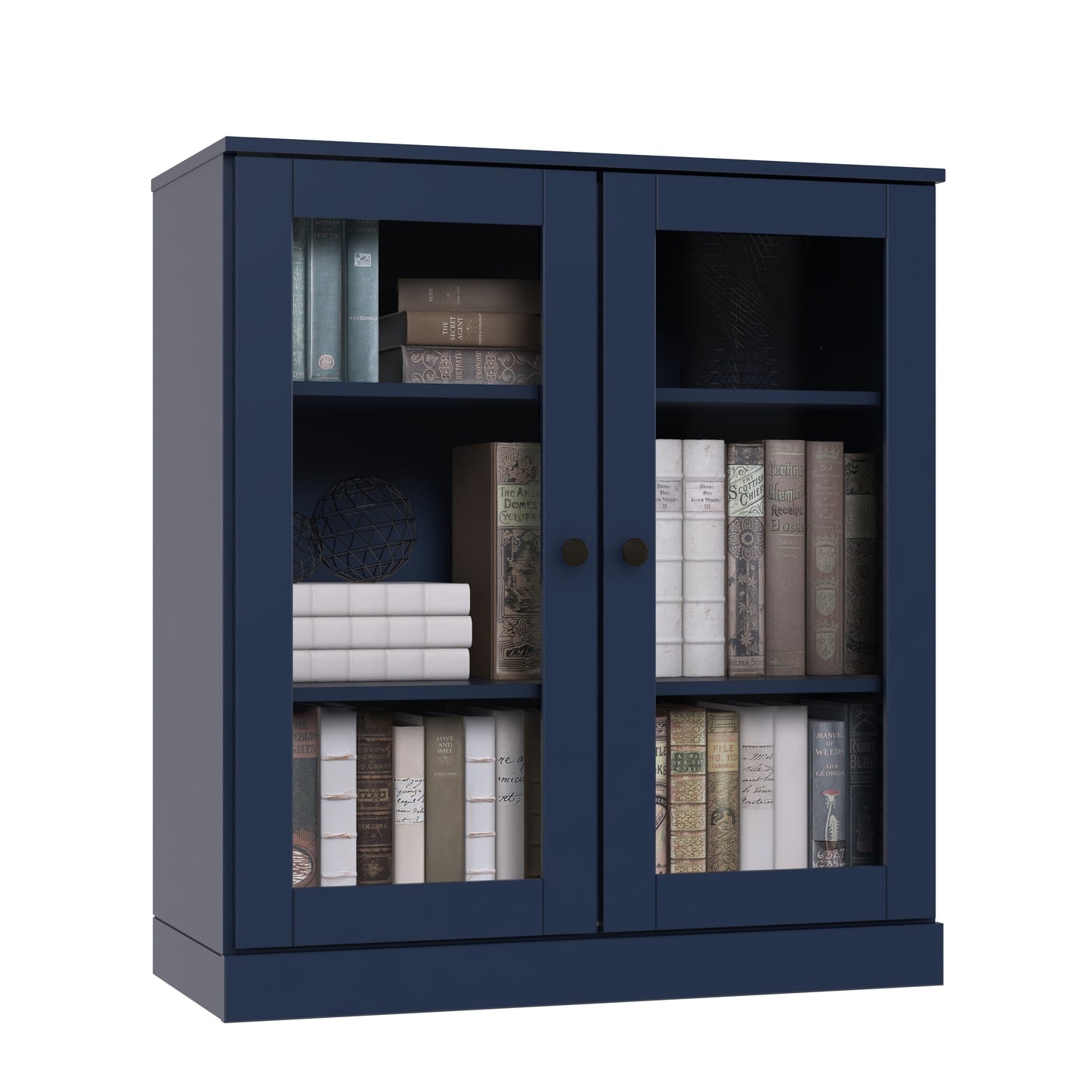 Bücherregal mit 3 Regalböden aus 100 % Massivholz und optionalen Türen von Palace Imports