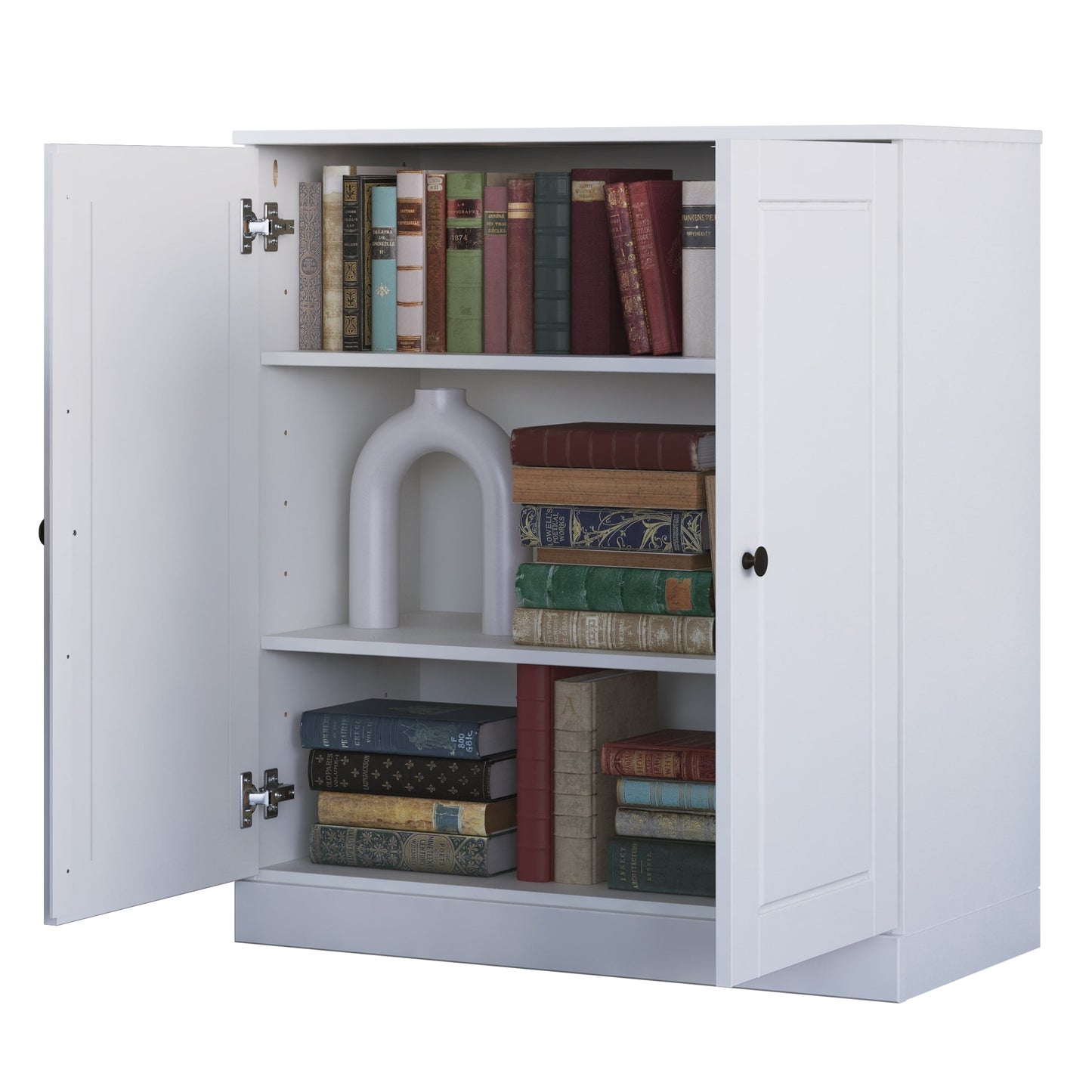 Bücherregal mit 3 Regalböden aus 100 % Massivholz und optionalen Türen von Palace Imports