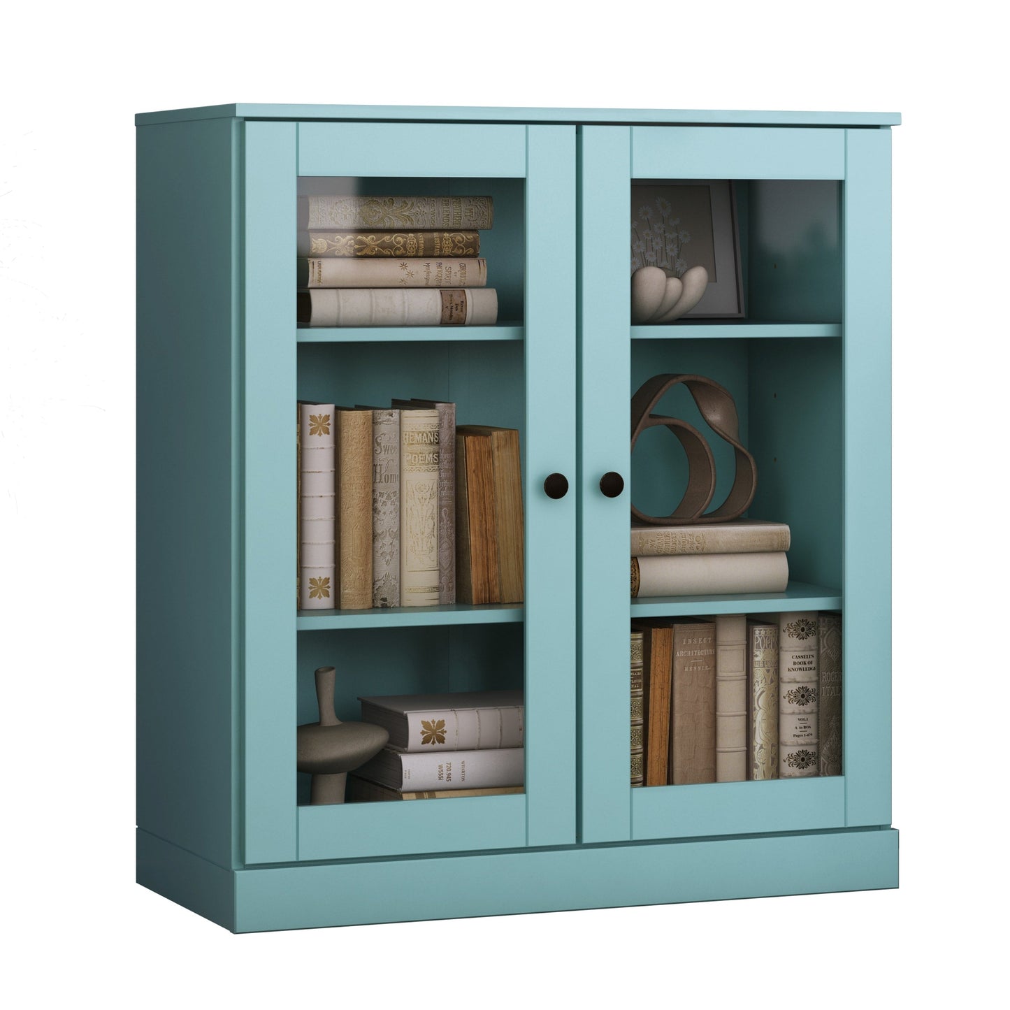 Bücherregal mit 3 Regalböden aus 100 % Massivholz und optionalen Türen von Palace Imports