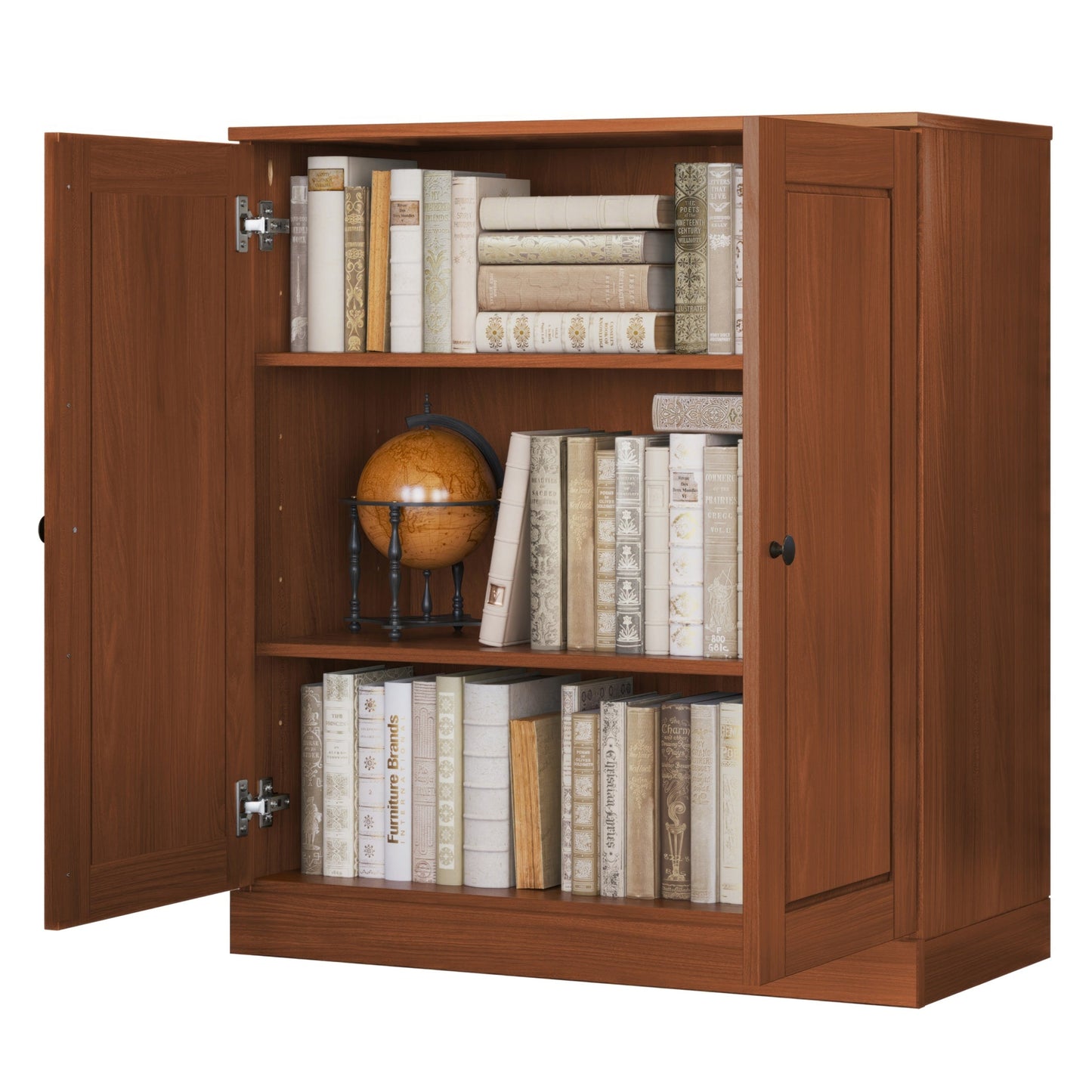 Bücherregal mit 3 Regalböden aus 100 % Massivholz und optionalen Türen von Palace Imports
