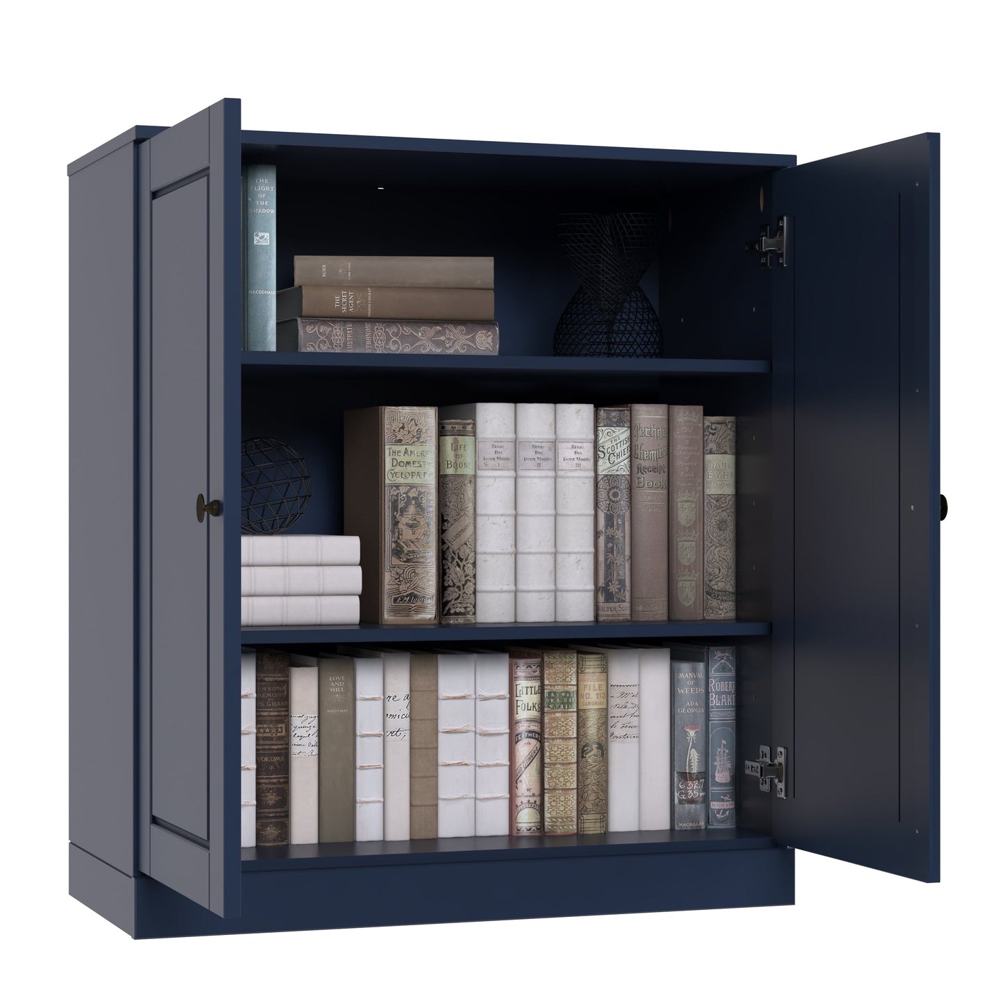 Bücherregal mit 3 Regalböden aus 100 % Massivholz und optionalen Türen von Palace Imports