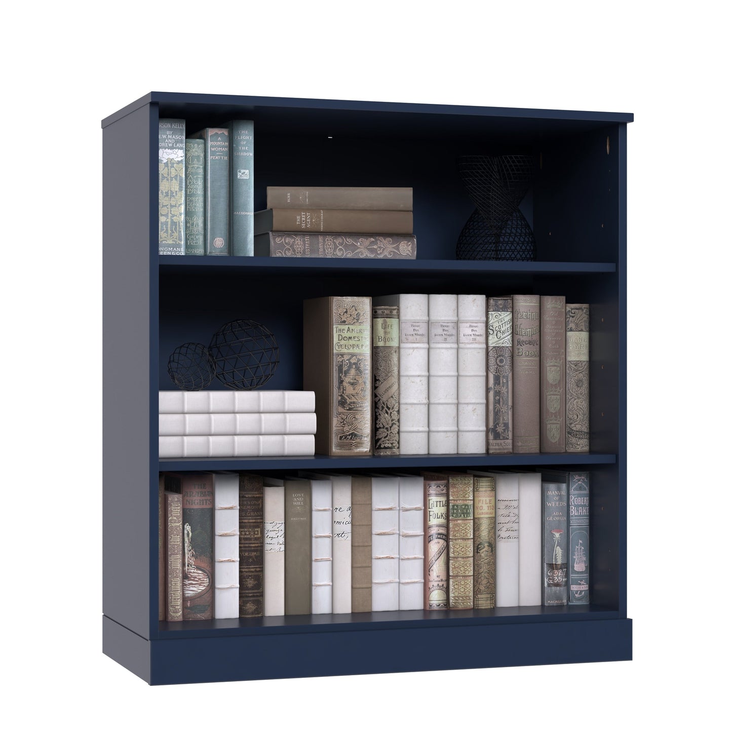 Bücherregal mit 3 Regalböden aus 100 % Massivholz und optionalen Türen von Palace Imports
