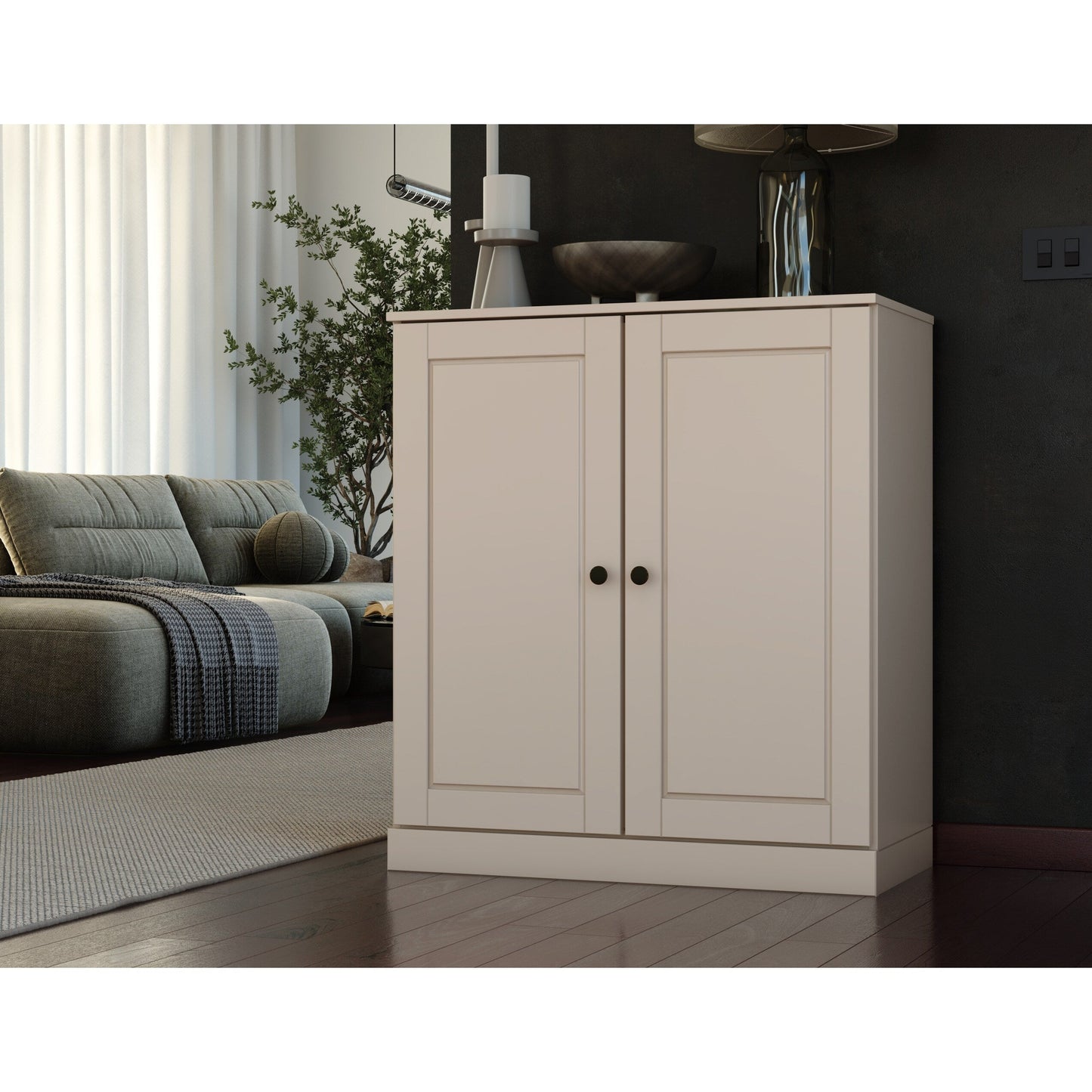 Bücherregal mit 3 Regalböden aus 100 % Massivholz und optionalen Türen von Palace Imports