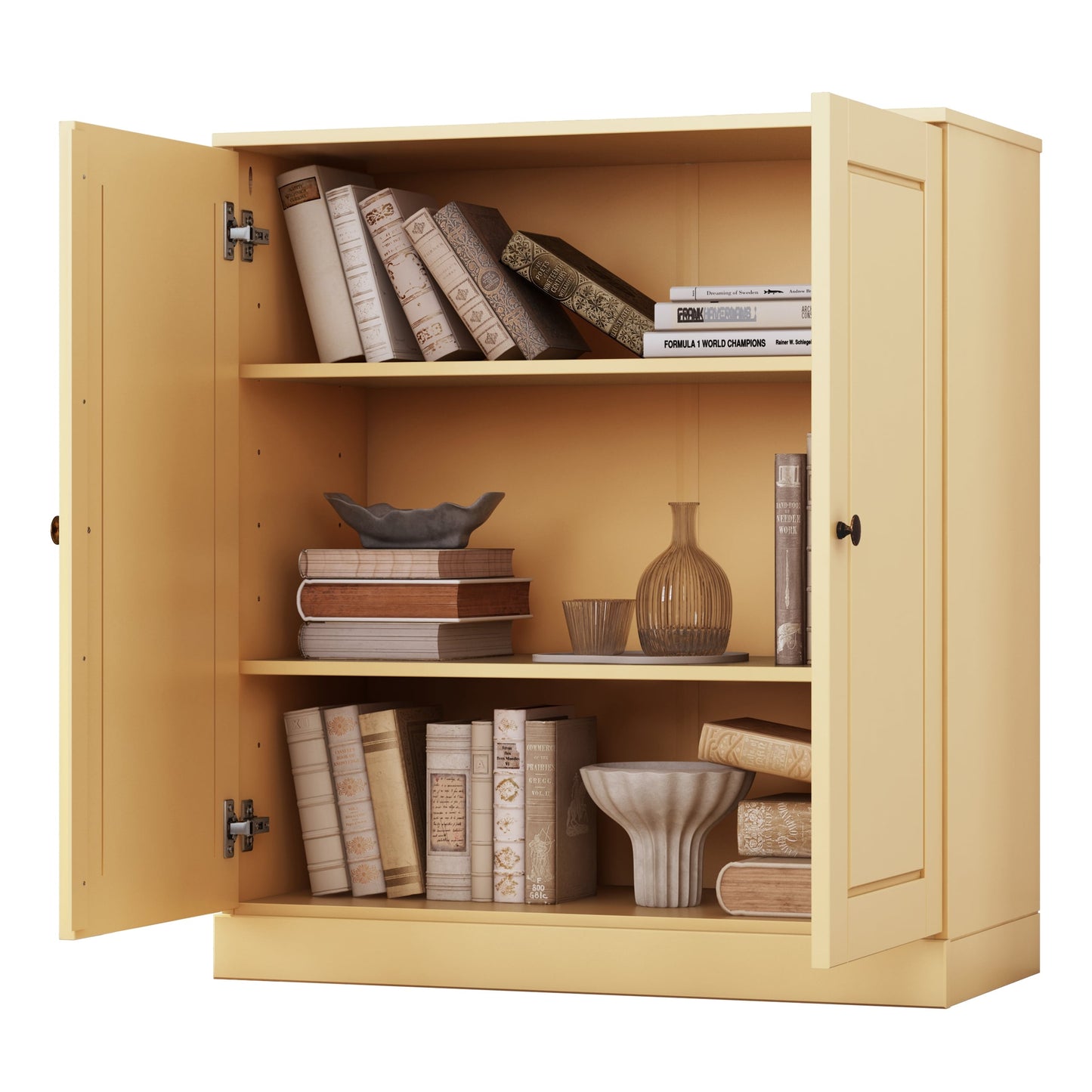 Bücherregal mit 3 Regalböden aus 100 % Massivholz und optionalen Türen von Palace Imports