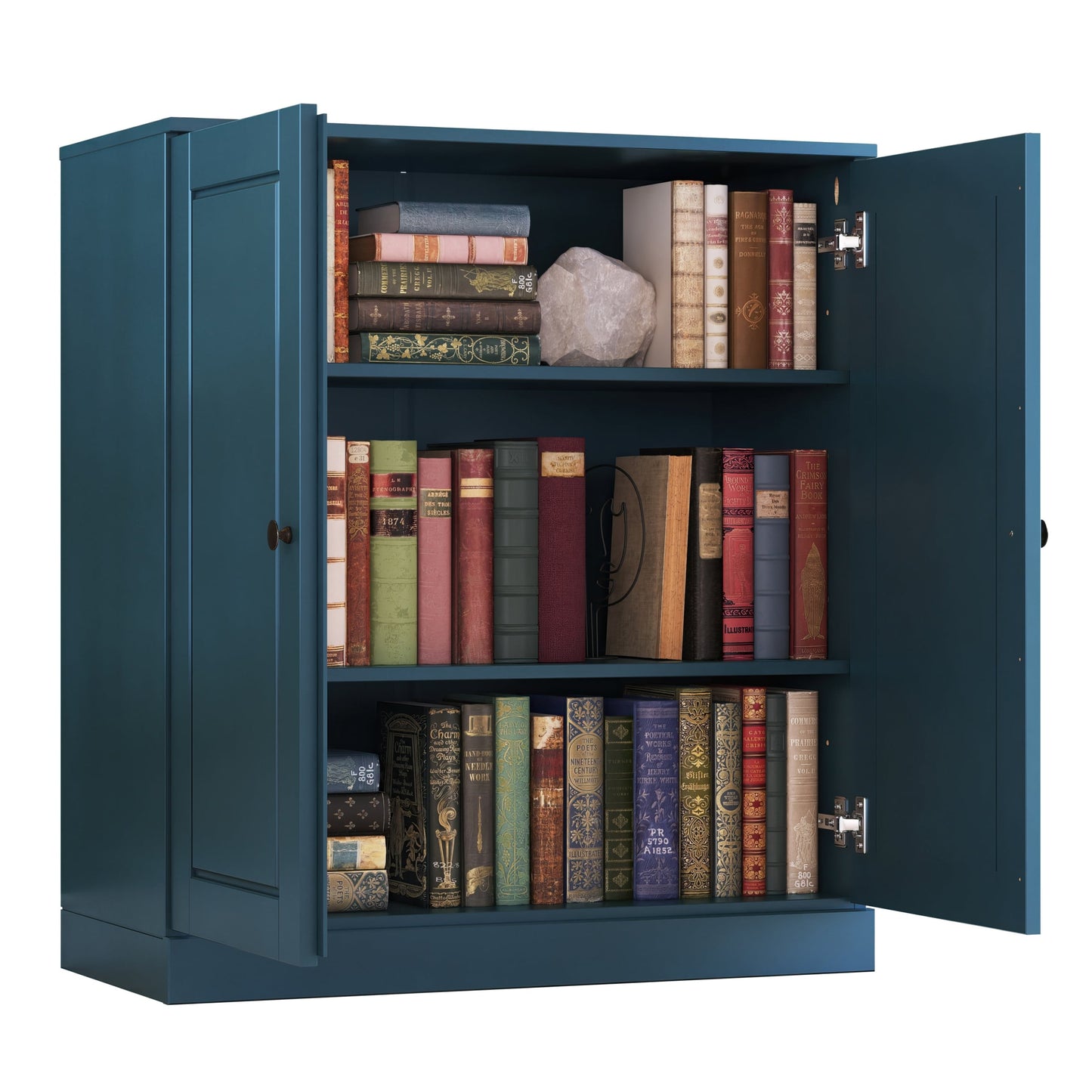 Bücherregal mit 3 Regalböden aus 100 % Massivholz und optionalen Türen von Palace Imports