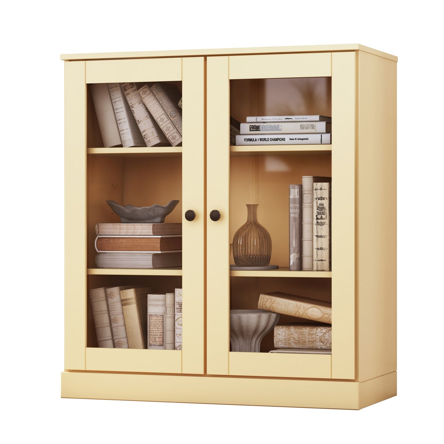 Bücherregal mit 3 Regalböden aus 100 % Massivholz und optionalen Türen von Palace Imports