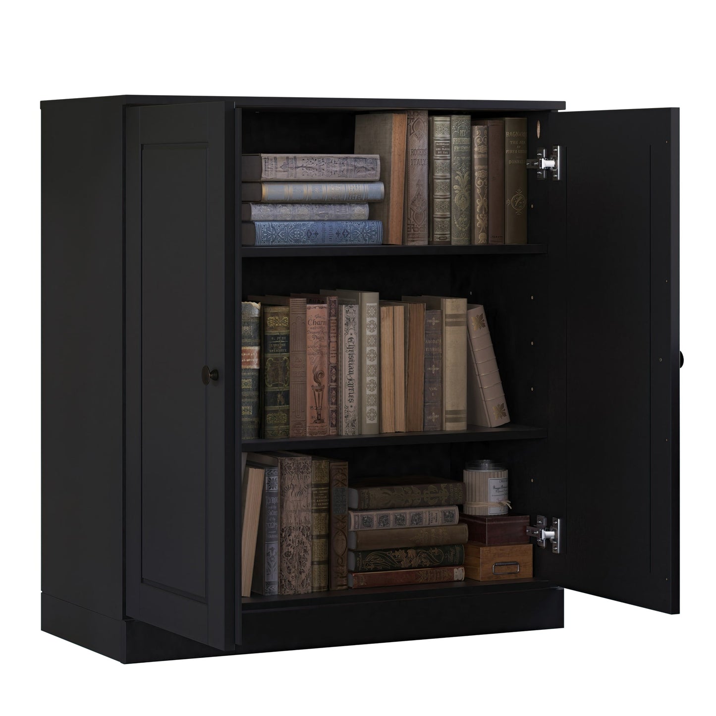 Bücherregal mit 3 Regalböden aus 100 % Massivholz und optionalen Türen von Palace Imports
