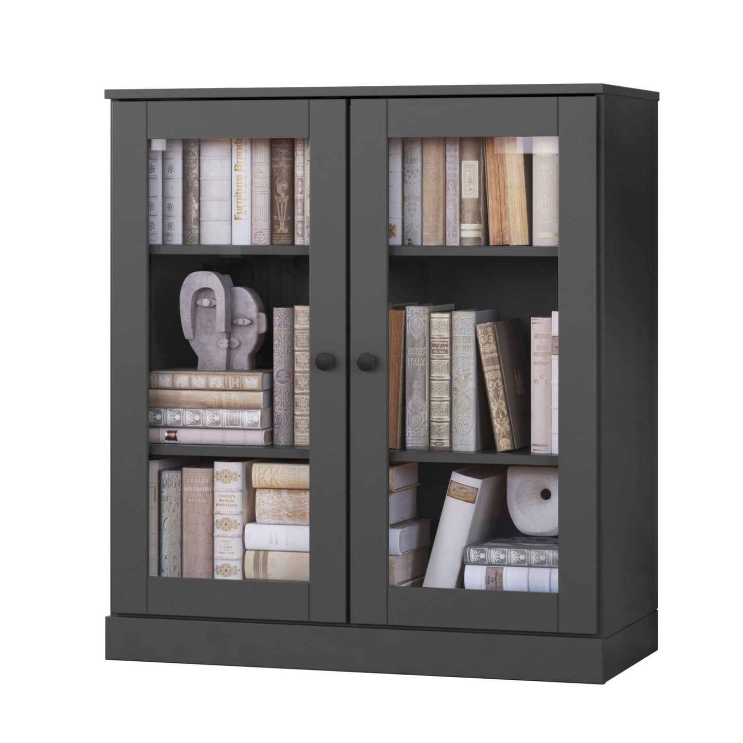 Bücherregal mit 3 Regalböden aus 100 % Massivholz und optionalen Türen von Palace Imports