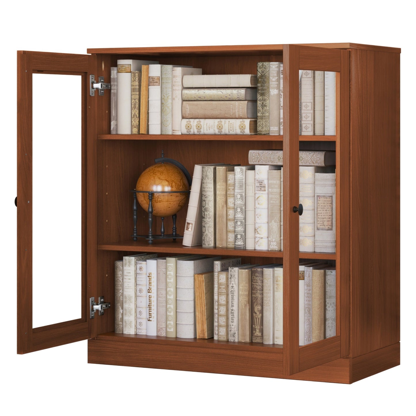 Bücherregal mit 3 Regalböden aus 100 % Massivholz und optionalen Türen von Palace Imports