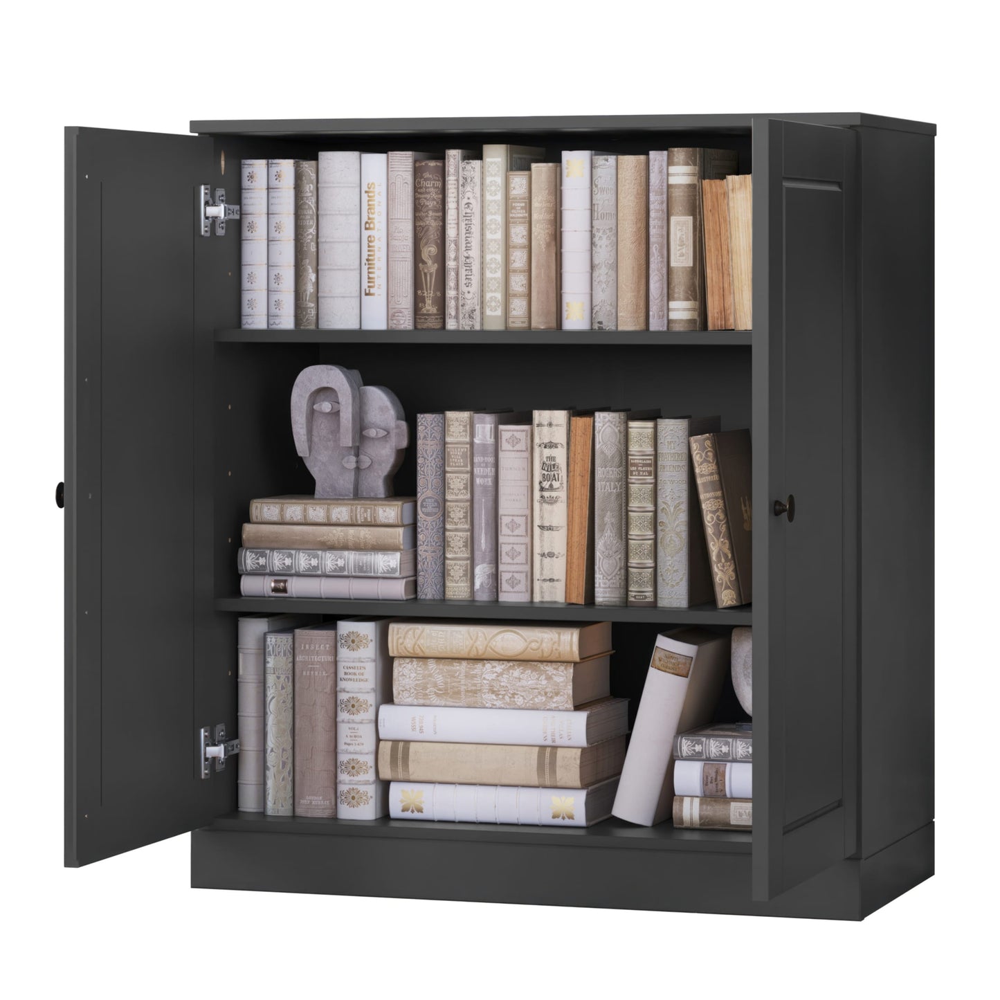 Bücherregal mit 3 Regalböden aus 100 % Massivholz und optionalen Türen von Palace Imports