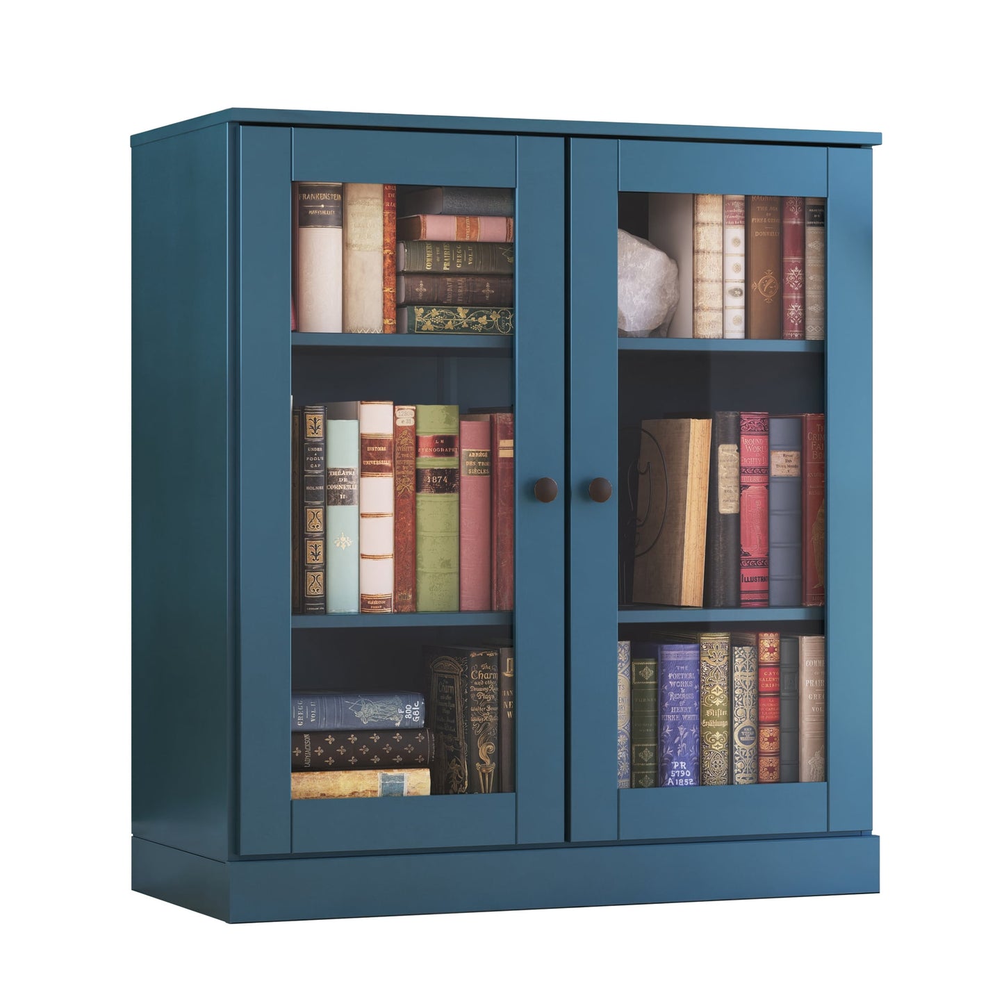 Bücherregal mit 3 Regalböden aus 100 % Massivholz und optionalen Türen von Palace Imports
