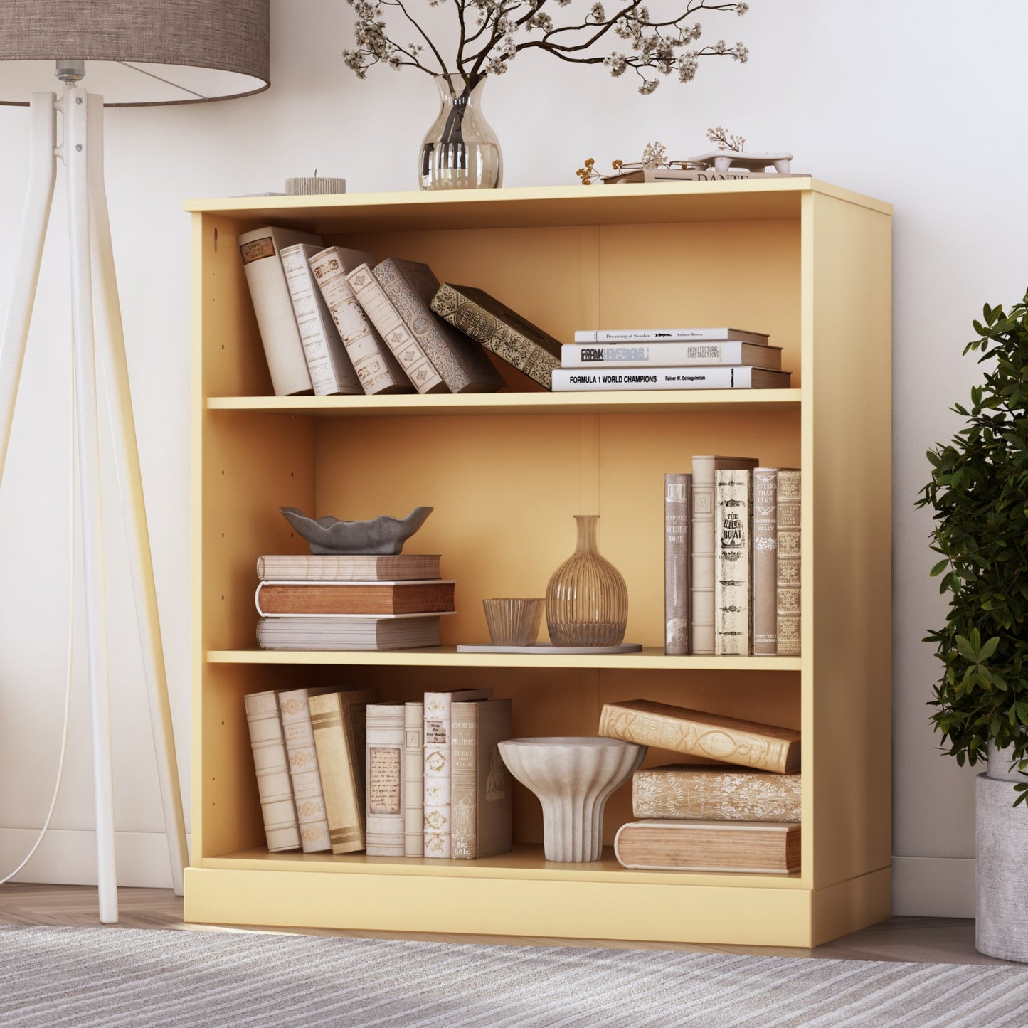 Bücherregal mit 3 Regalböden aus 100 % Massivholz und optionalen Türen von Palace Imports