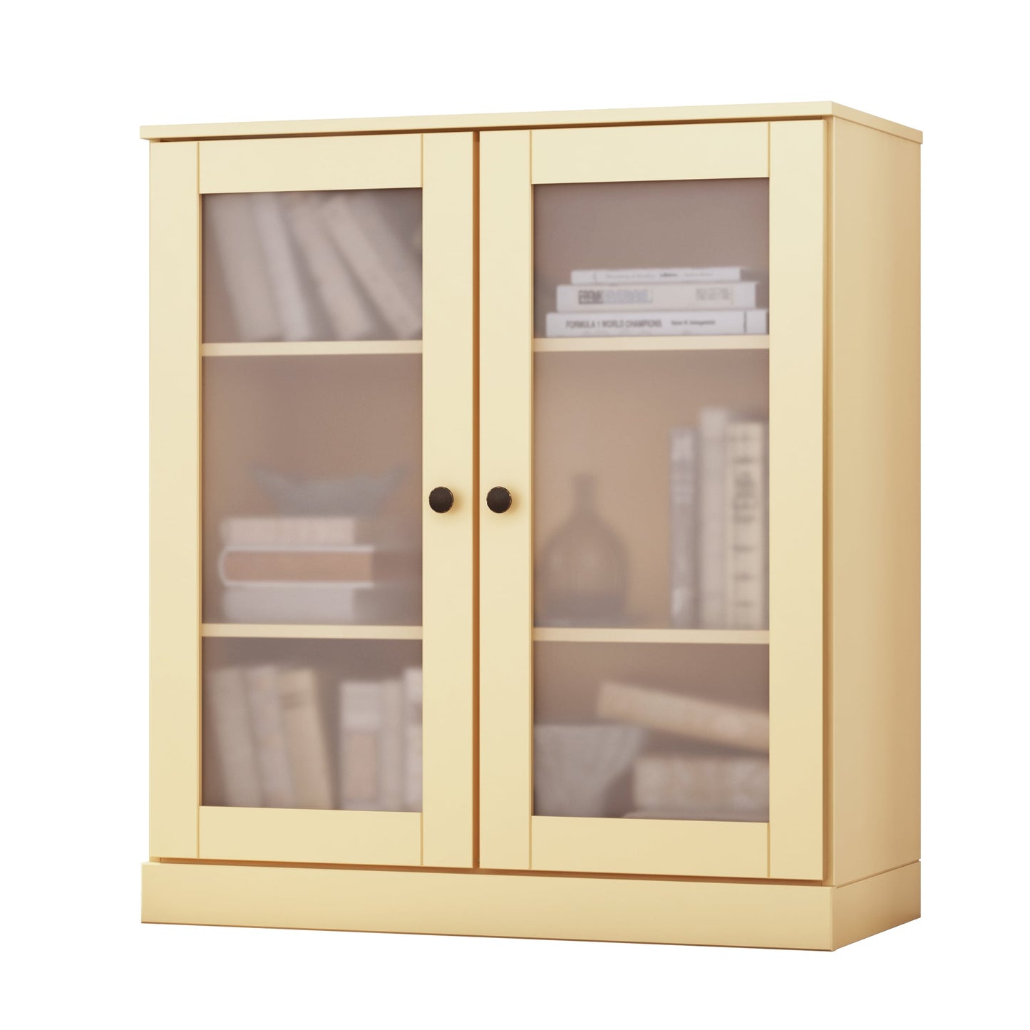 Bücherregal mit 3 Regalböden aus 100 % Massivholz und optionalen Türen von Palace Imports