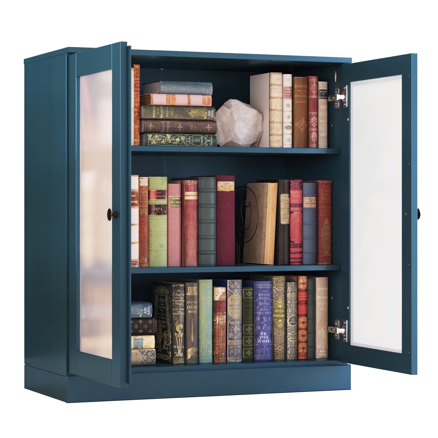 Bücherregal mit 3 Regalböden aus 100 % Massivholz und optionalen Türen von Palace Imports