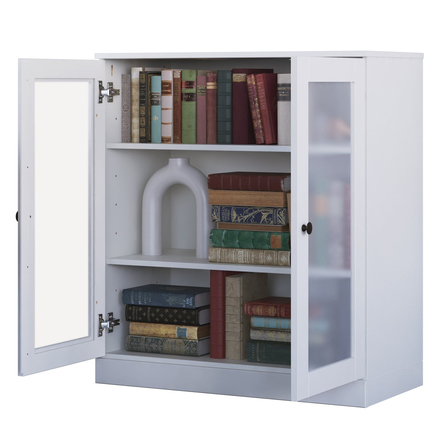 Bücherregal mit 3 Regalböden aus 100 % Massivholz und optionalen Türen von Palace Imports
