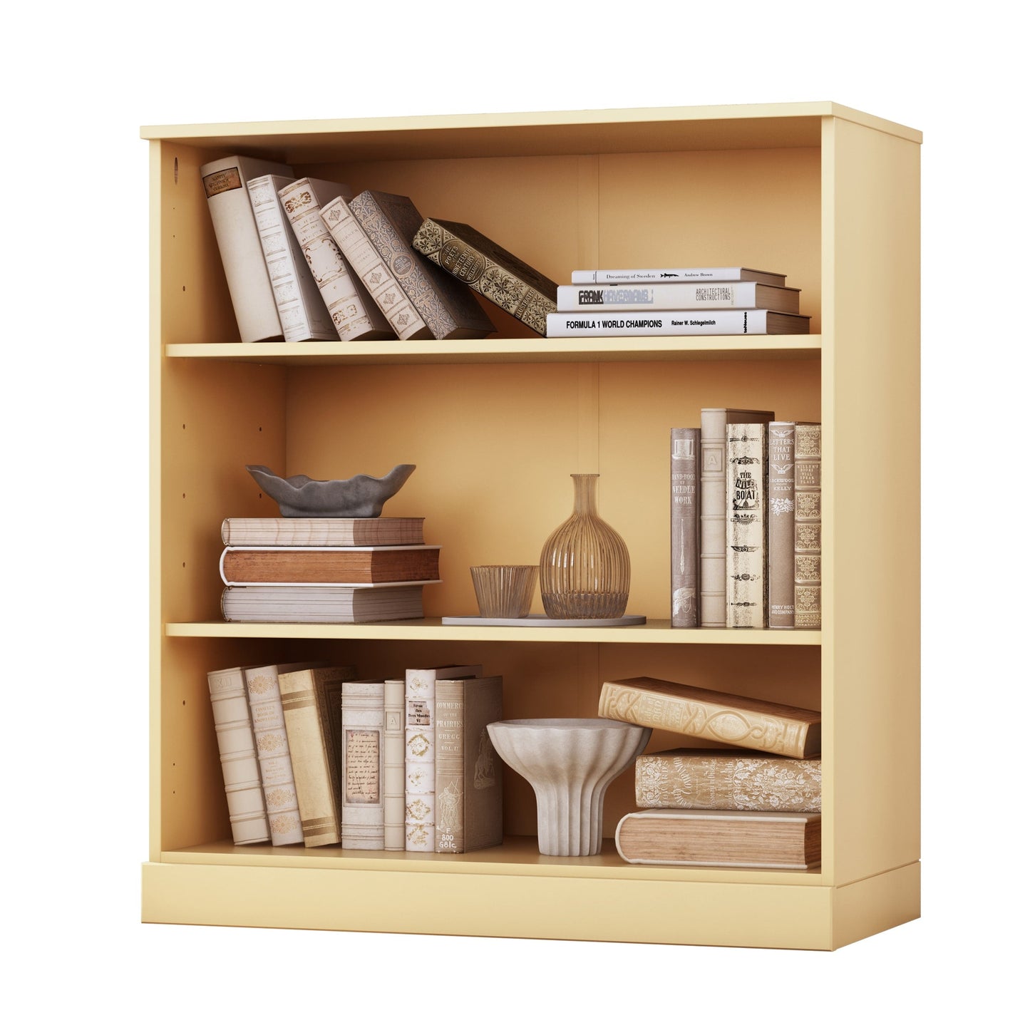Bücherregal mit 3 Regalböden aus 100 % Massivholz und optionalen Türen von Palace Imports