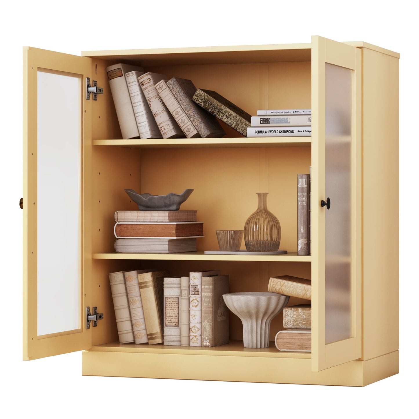 Bücherregal mit 3 Regalböden aus 100 % Massivholz und optionalen Türen von Palace Imports