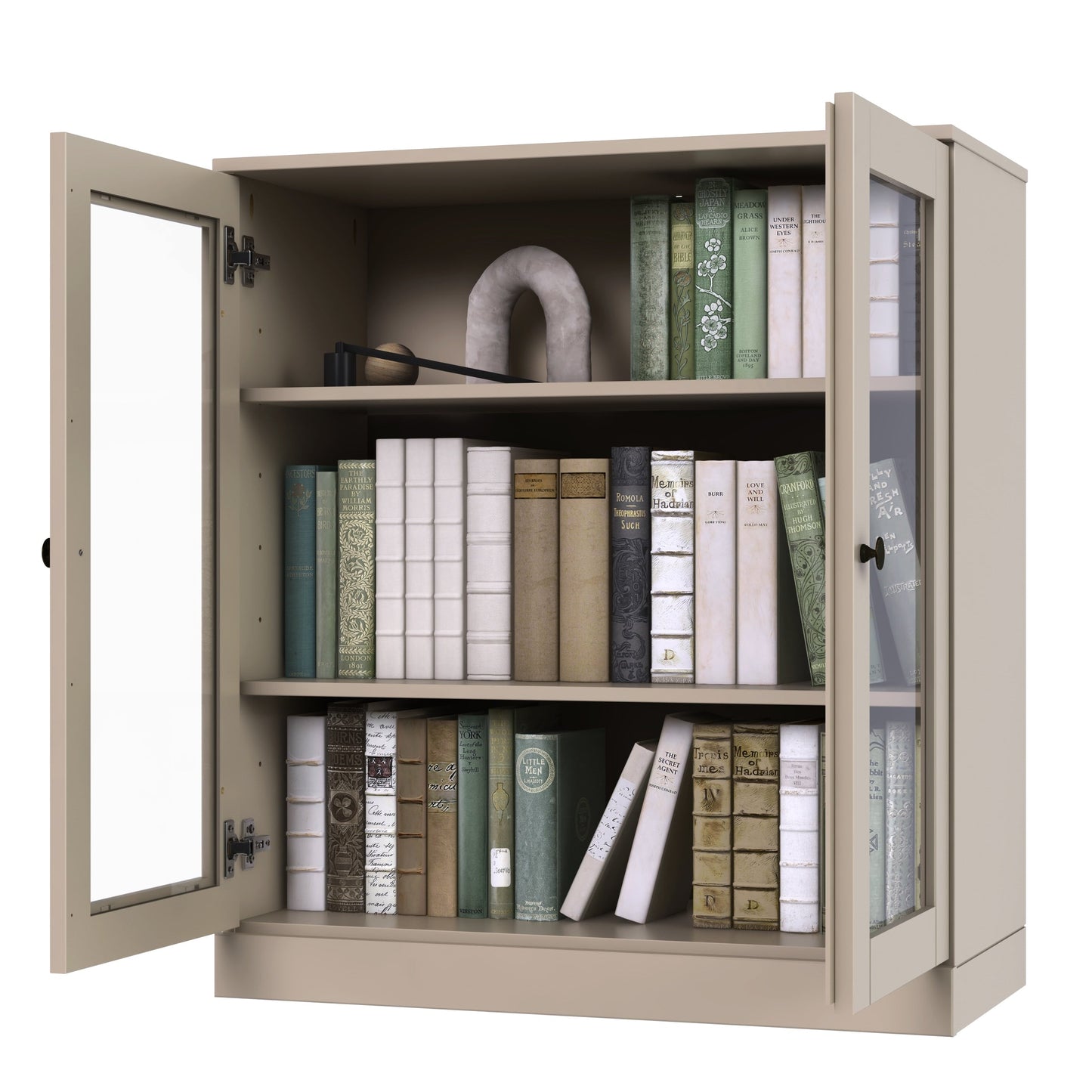 Bücherregal mit 3 Regalböden aus 100 % Massivholz und optionalen Türen von Palace Imports
