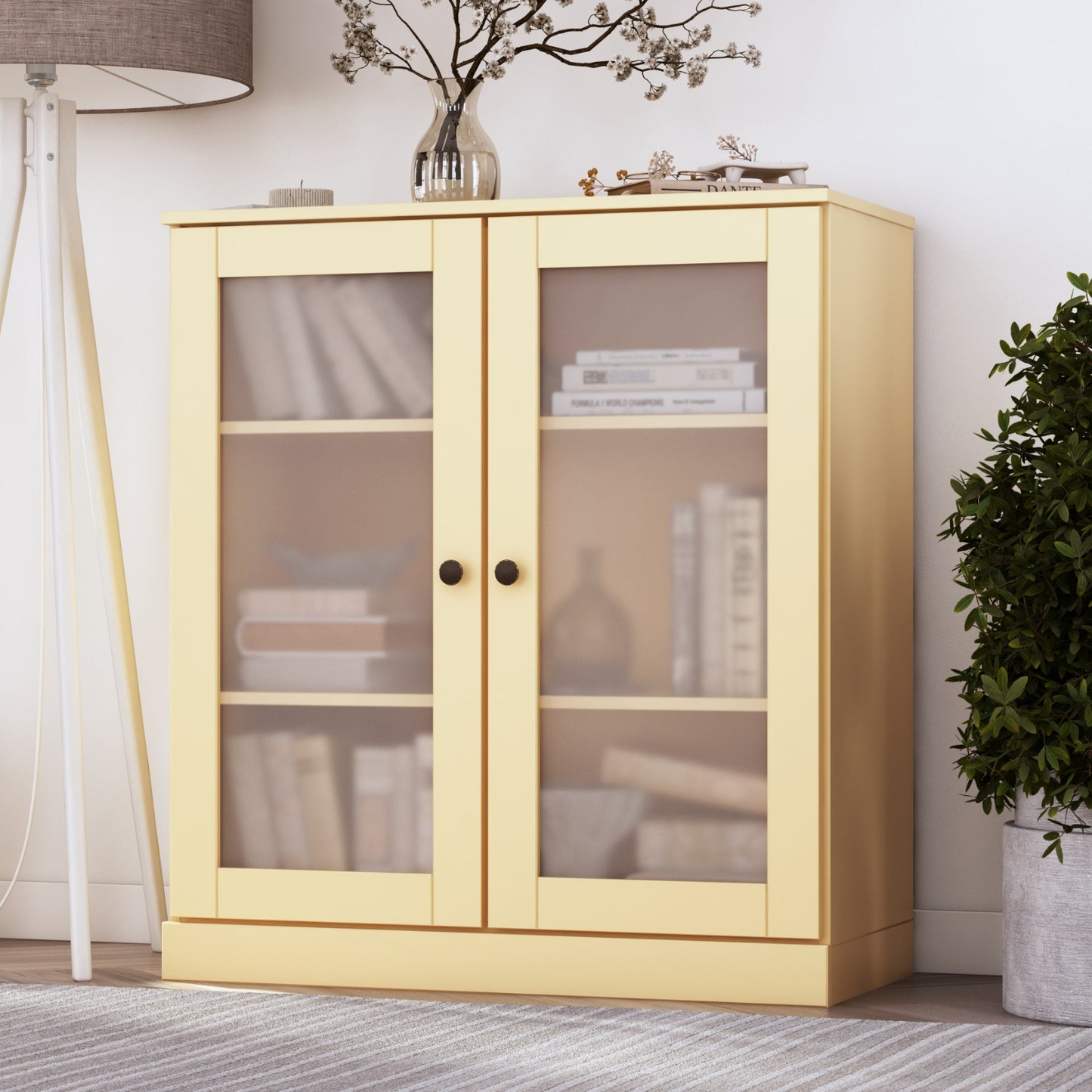 Bücherregal mit 3 Regalböden aus 100 % Massivholz und optionalen Türen von Palace Imports