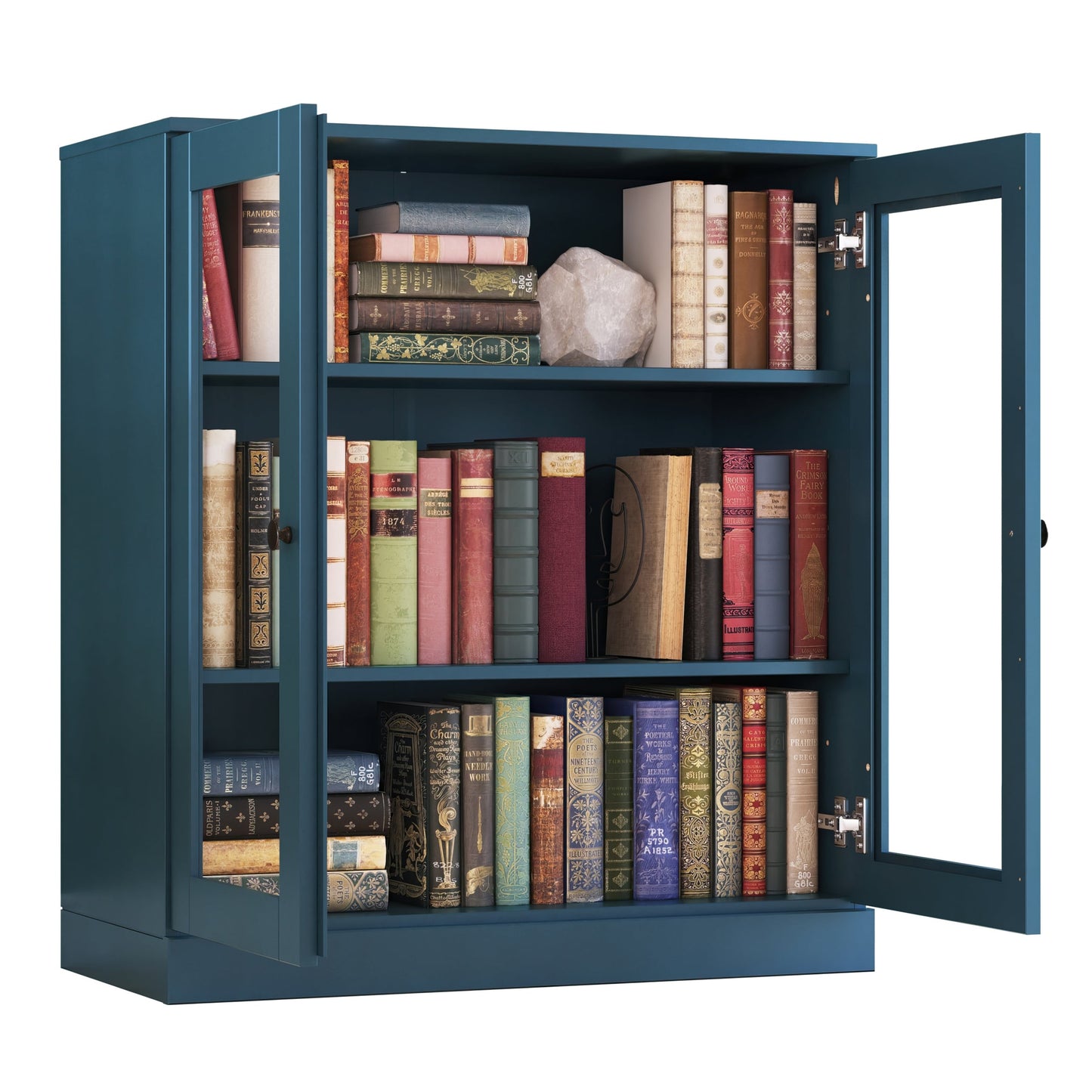 Bücherregal mit 3 Regalböden aus 100 % Massivholz und optionalen Türen von Palace Imports