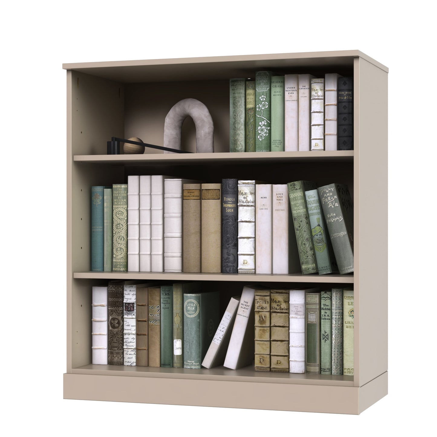 Bücherregal mit 3 Regalböden aus 100 % Massivholz und optionalen Türen von Palace Imports