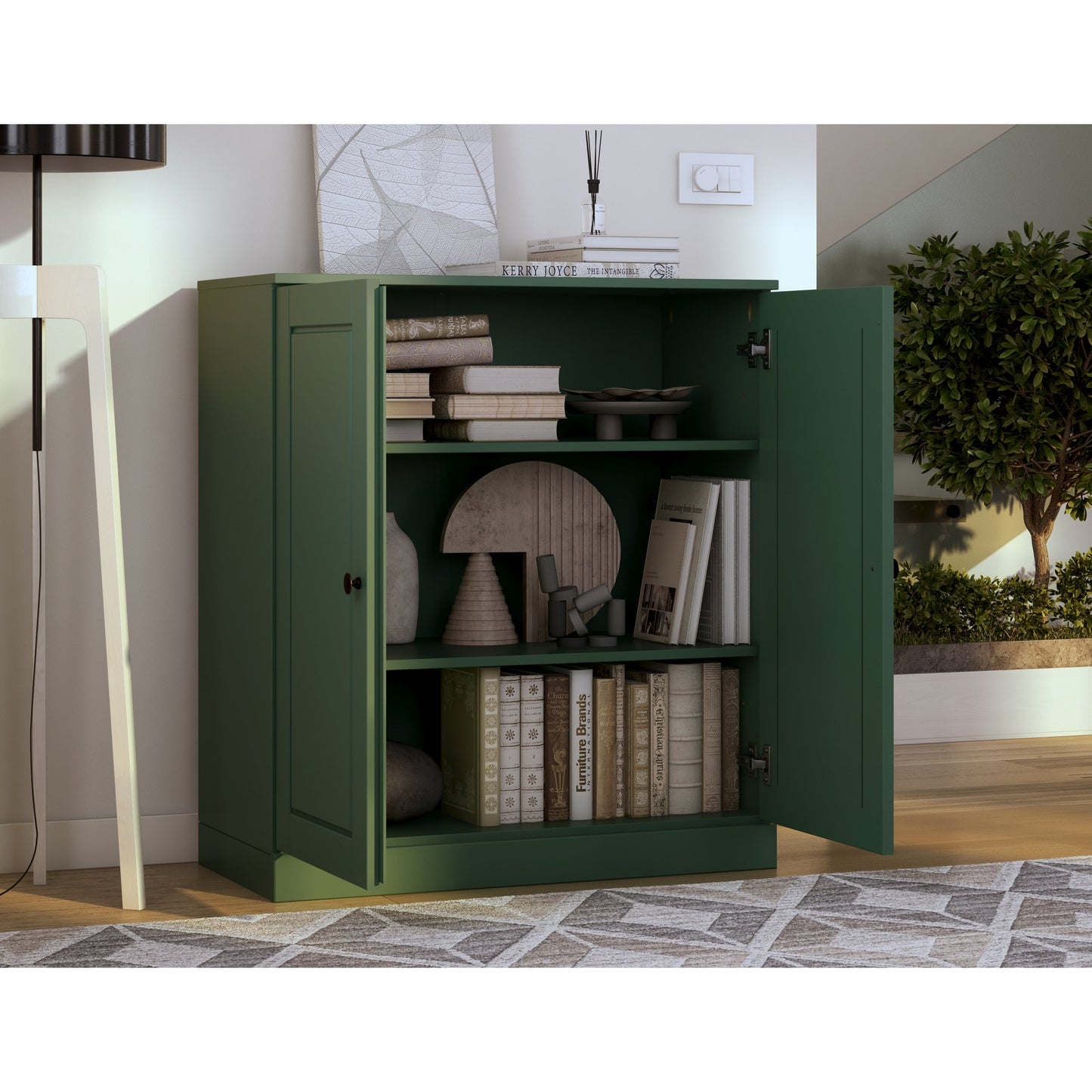 Bücherregal mit 3 Regalböden aus 100 % Massivholz und optionalen Türen von Palace Imports