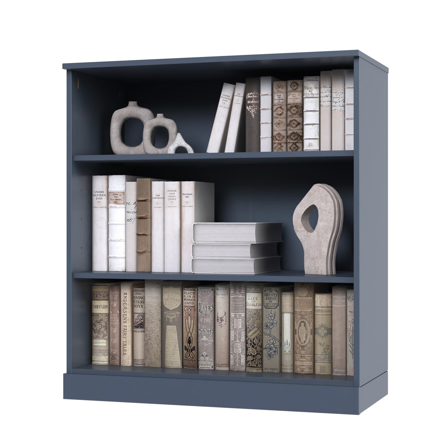 Bücherregal mit 3 Regalböden aus 100 % Massivholz und optionalen Türen von Palace Imports