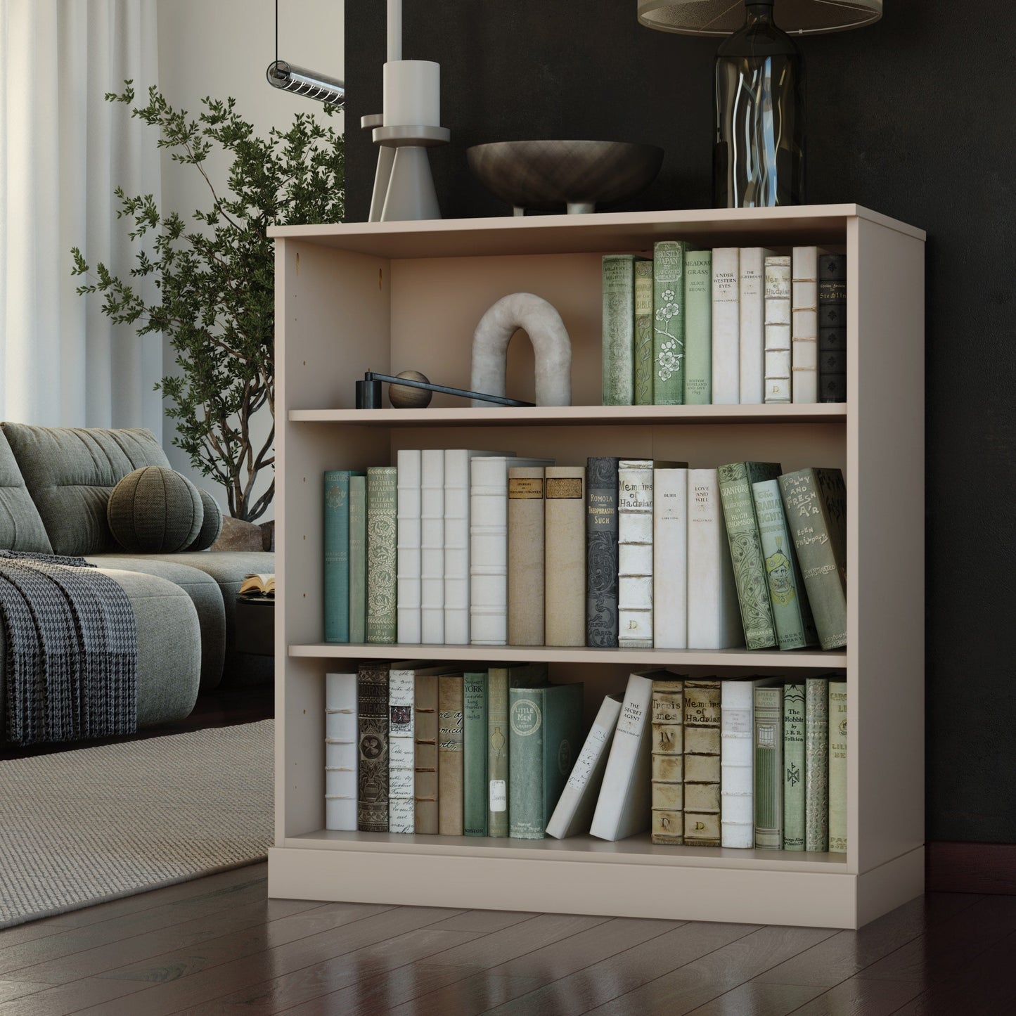 Bücherregal mit 3 Regalböden aus 100 % Massivholz und optionalen Türen von Palace Imports