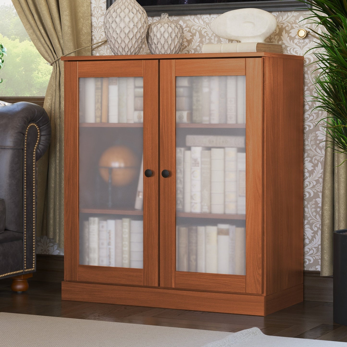 Bücherregal mit 3 Regalböden aus 100 % Massivholz und optionalen Türen von Palace Imports