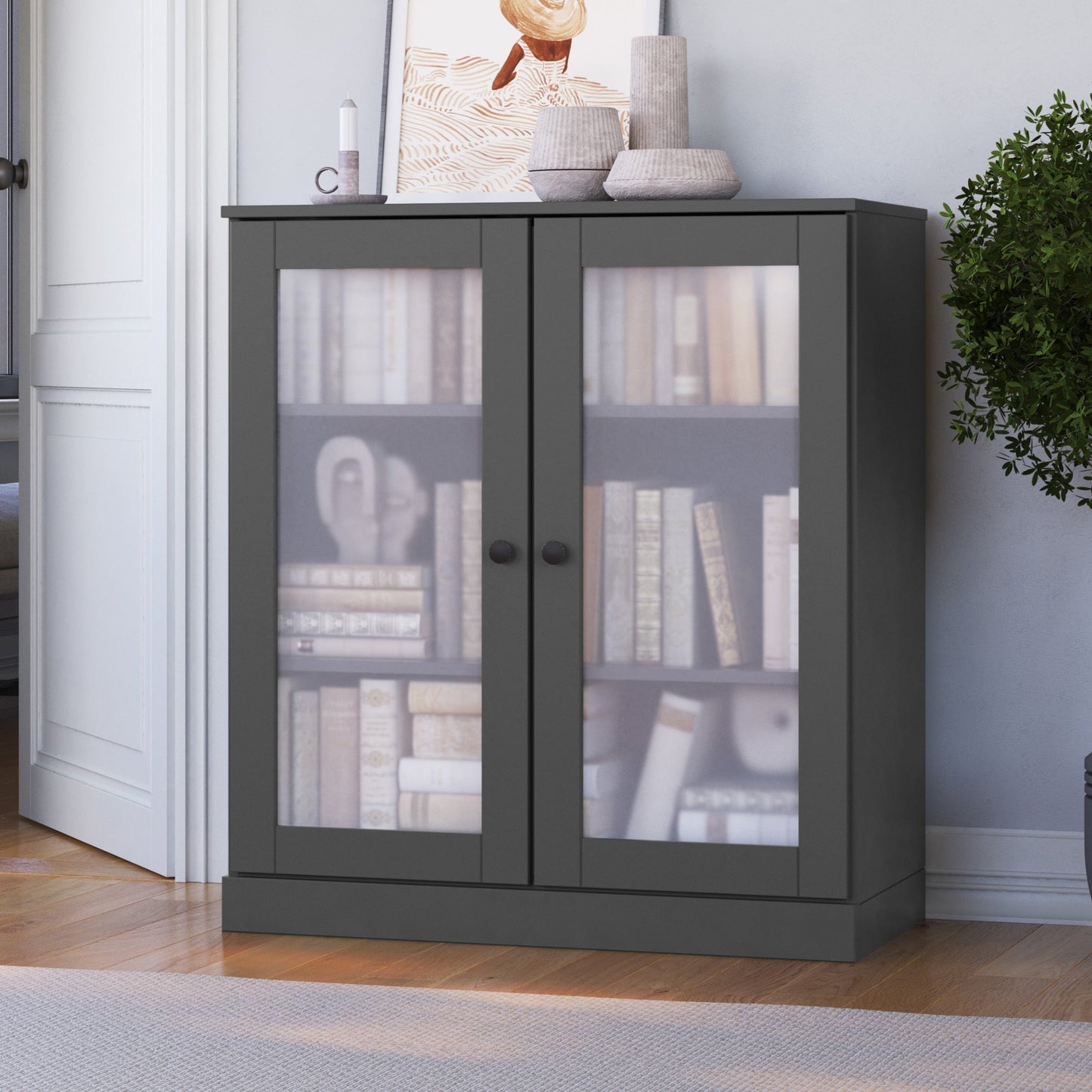 Bücherregal mit 3 Regalböden aus 100 % Massivholz und optionalen Türen von Palace Imports