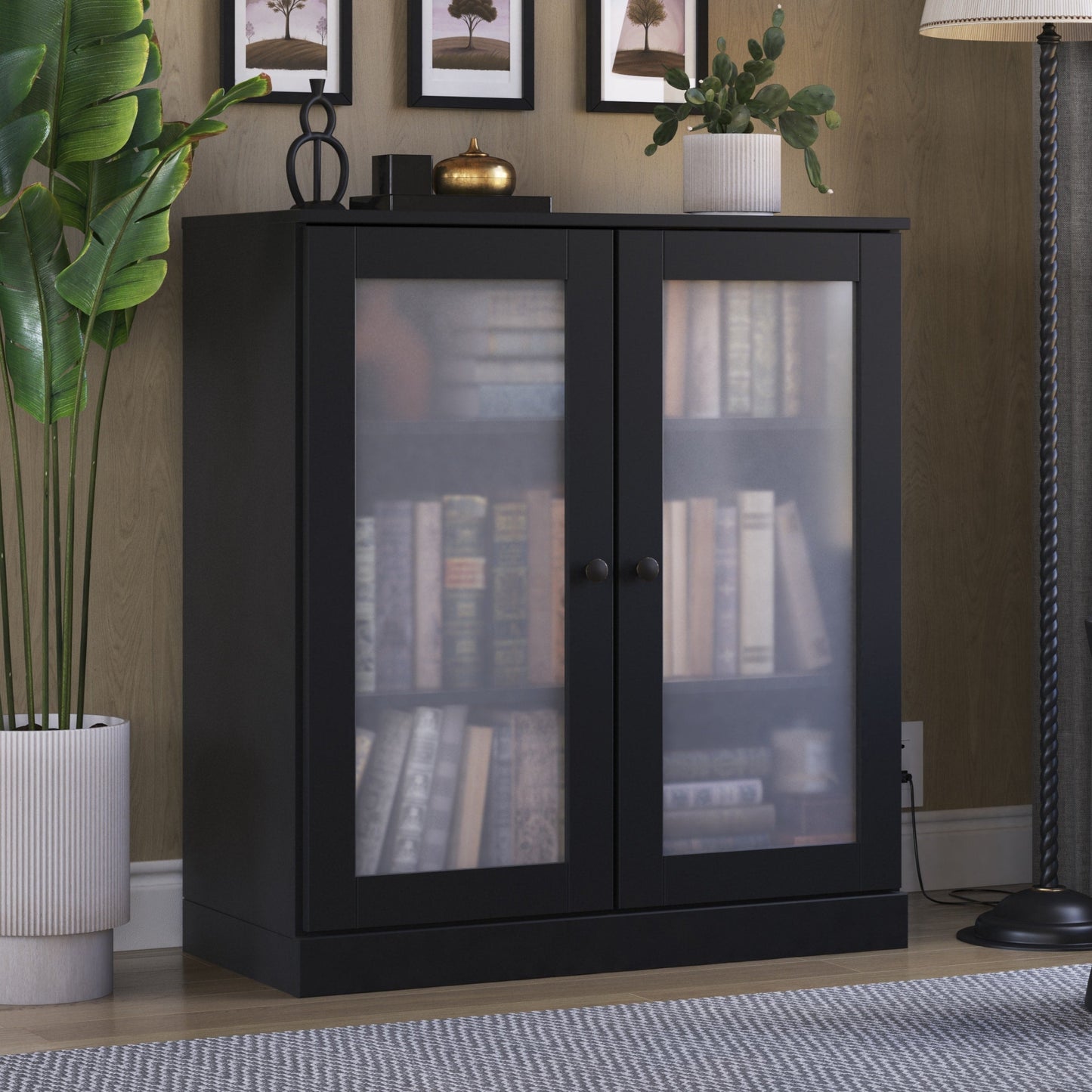 Bücherregal mit 3 Regalböden aus 100 % Massivholz und optionalen Türen von Palace Imports
