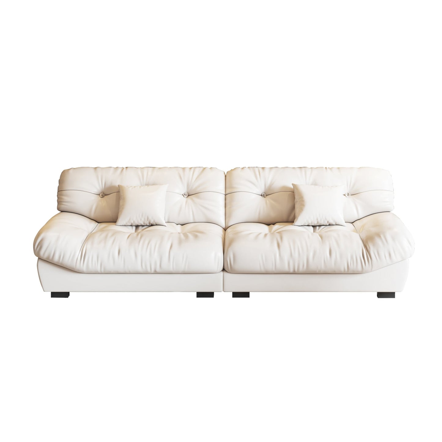 102.4 3-Seat Mid-Century Leather Feather Sofa - 110.2 x 31.9