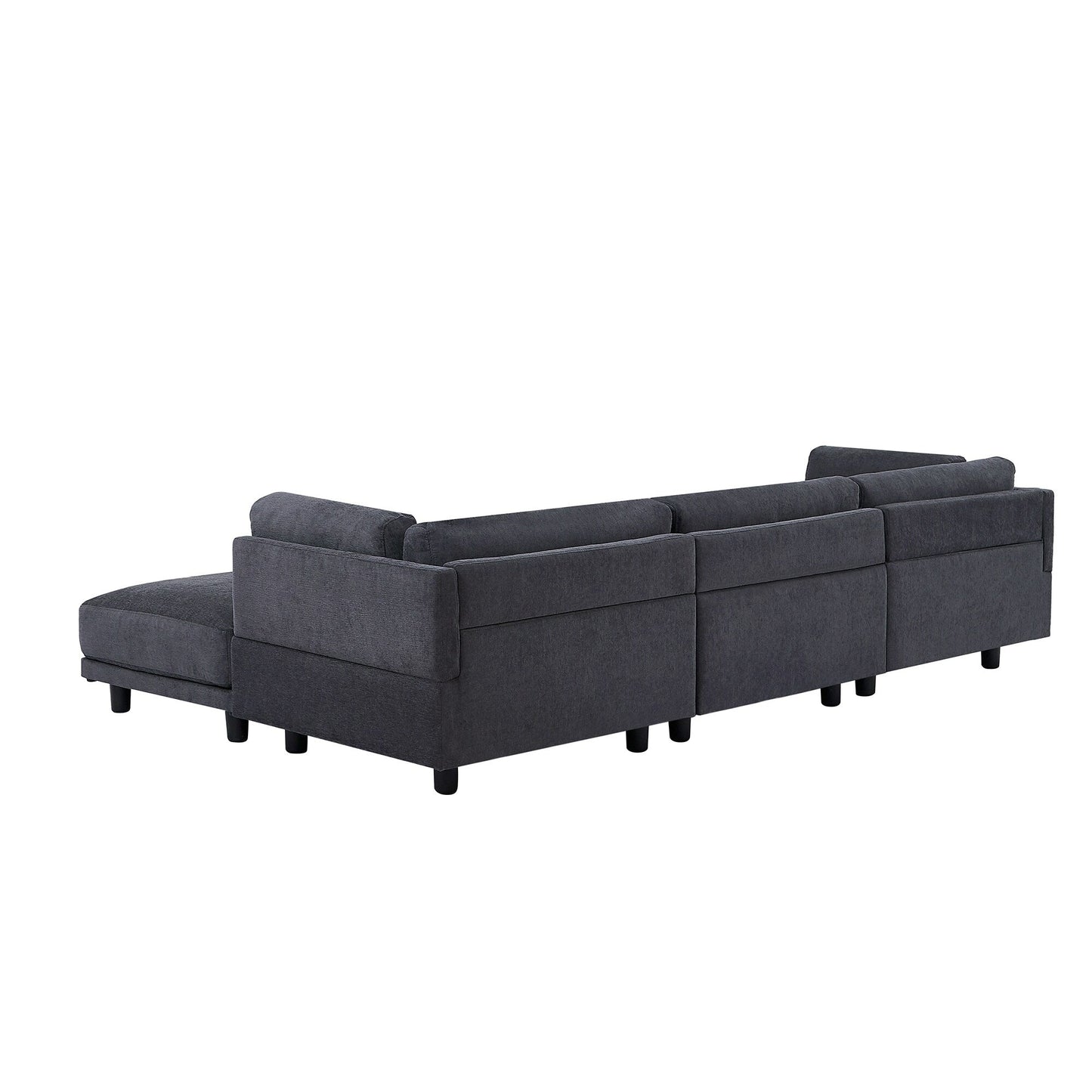 102.4 L-förmiges Polyester-Sofa mit wendbarem Fußhocker, dicken Kissen und Kunststoffbeinen