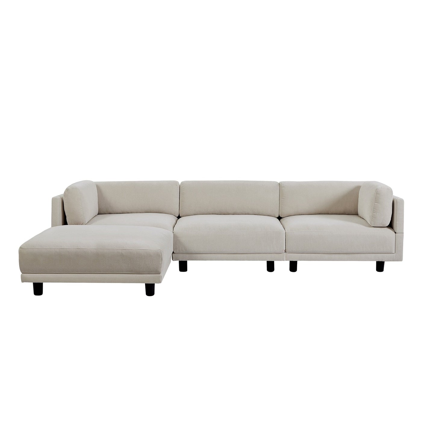 102.4 Polyester L-Shaped Sectional Sofa with Reversible Footstool, Thick Cushions, and Durable Plastic Legs