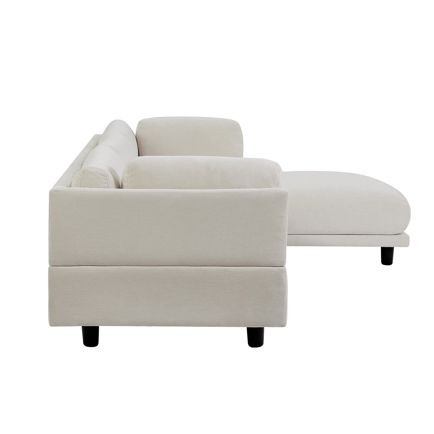 102.4 Polyester L-Shaped Sectional Sofa with Reversible Footstool, Thick Cushions, and Durable Plastic Legs