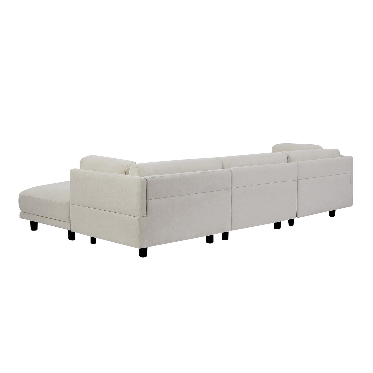 102.4 Polyester L-Shaped Sectional Sofa with Reversible Footstool, Thick Cushions, and Durable Plastic Legs
