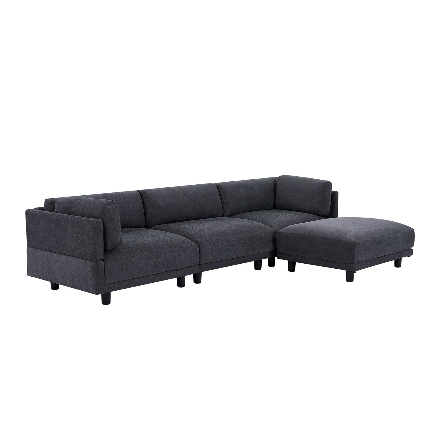 102,4'' L-förmiges Polyester-Sofa mit umkehrbarem Fußhocker und robusten Beinen