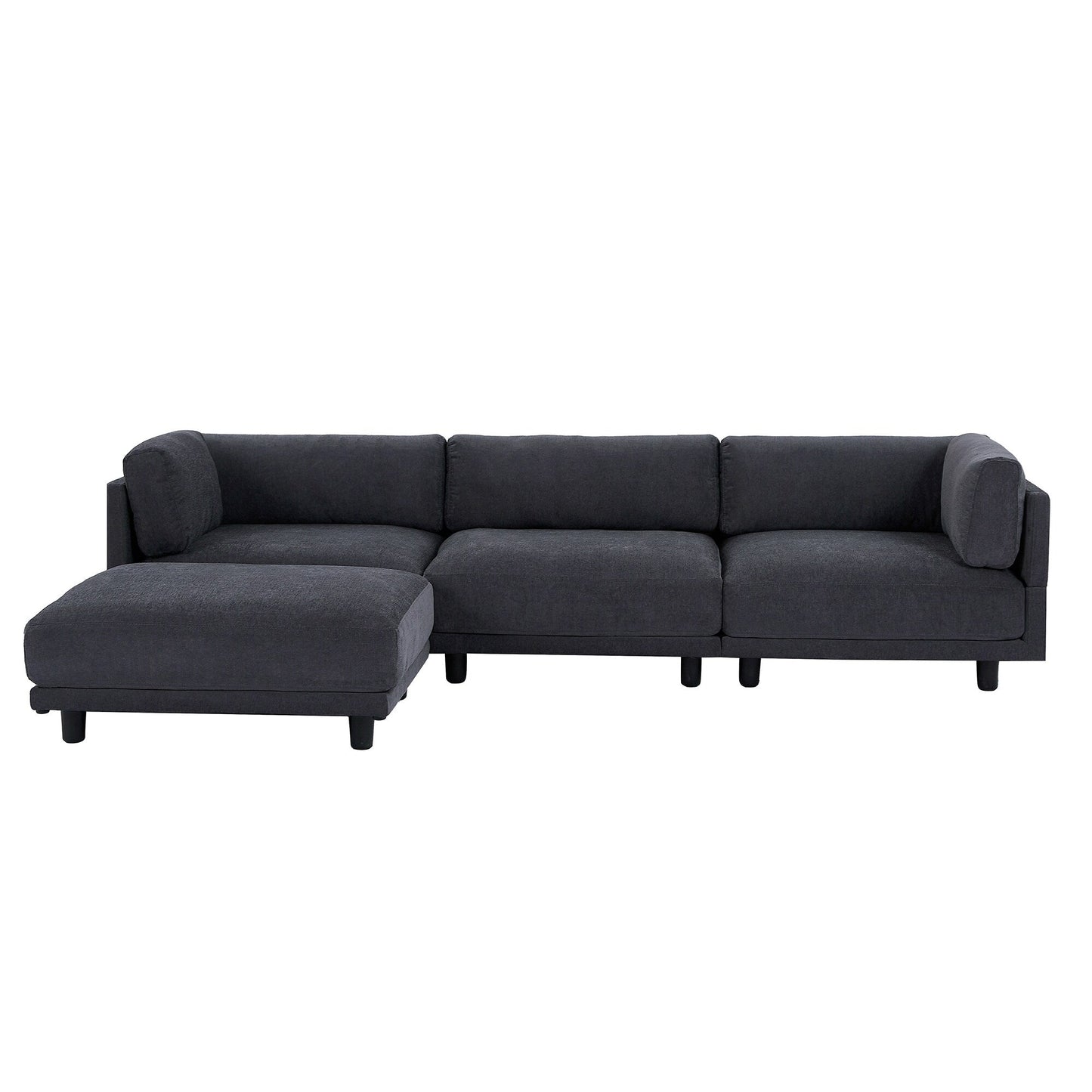 102,4'' L-förmiges Polyester-Sofa mit umkehrbarem Fußhocker und robusten Beinen