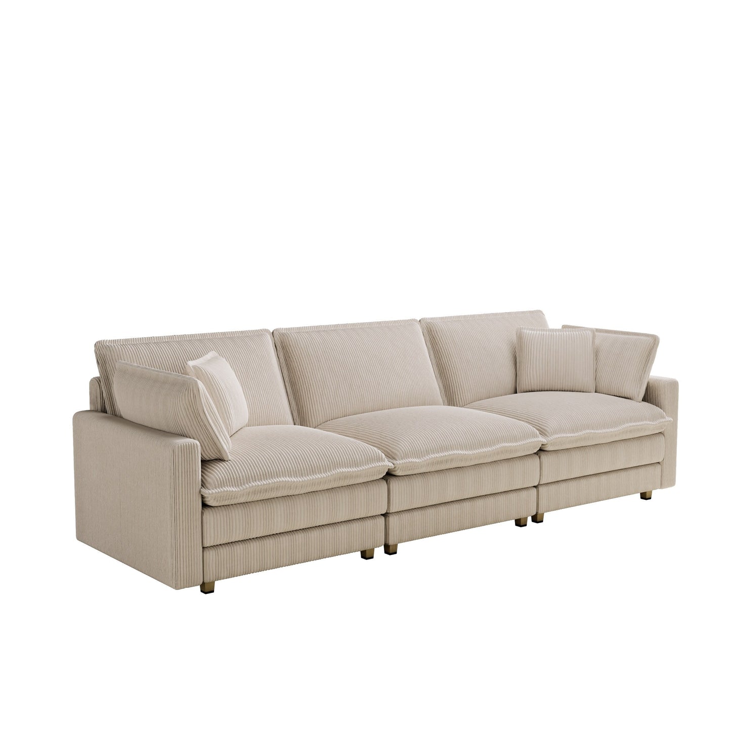 103 Corduroy Modern Classic 4-Seater Sofa - Deep Seat,With 4 Pillow For Living Room