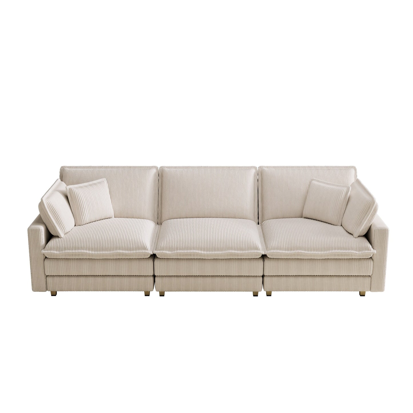 103 Corduroy Modern Classic 4-Seater Sofa - Deep Seat,With 4 Pillow For Living Room