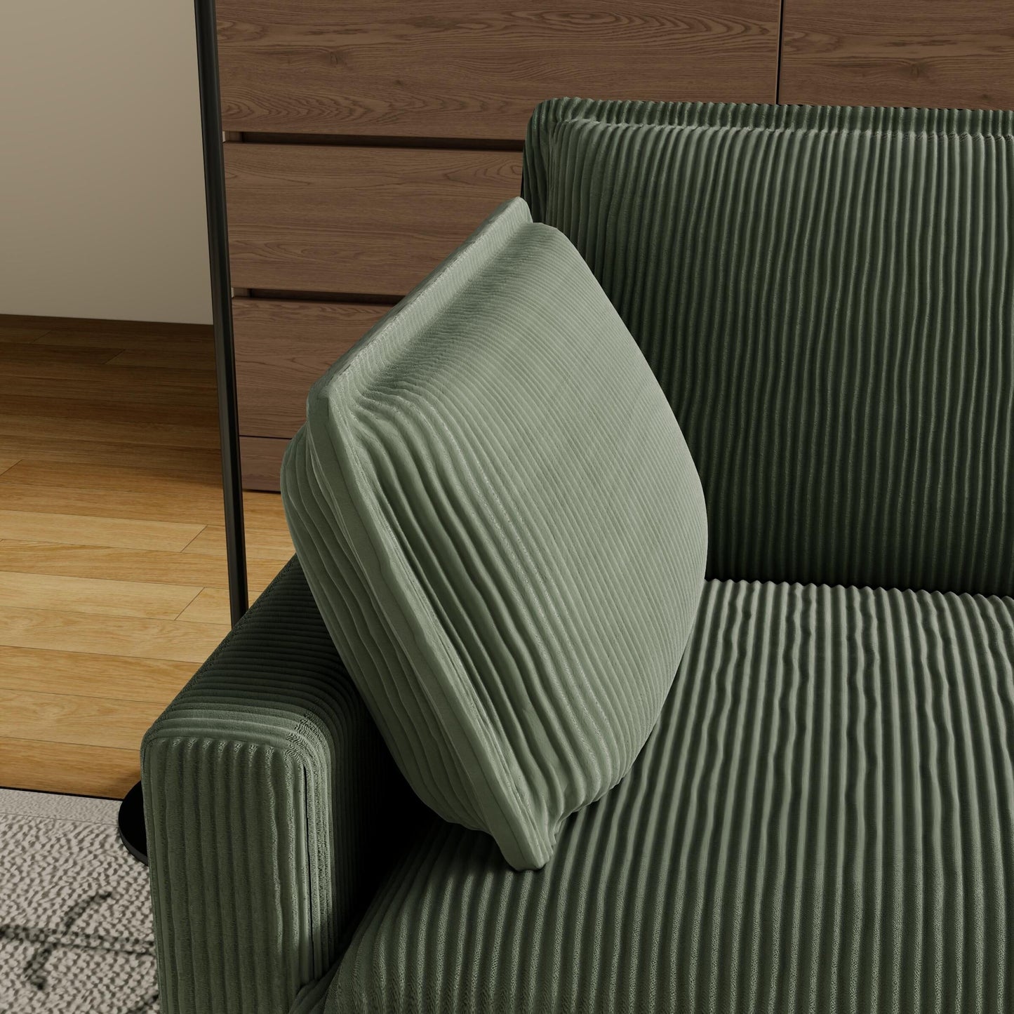 103 Corduroy Modern Classic 4-Seater Sofa - Deep Seat,With 4 Pillow For Living Room