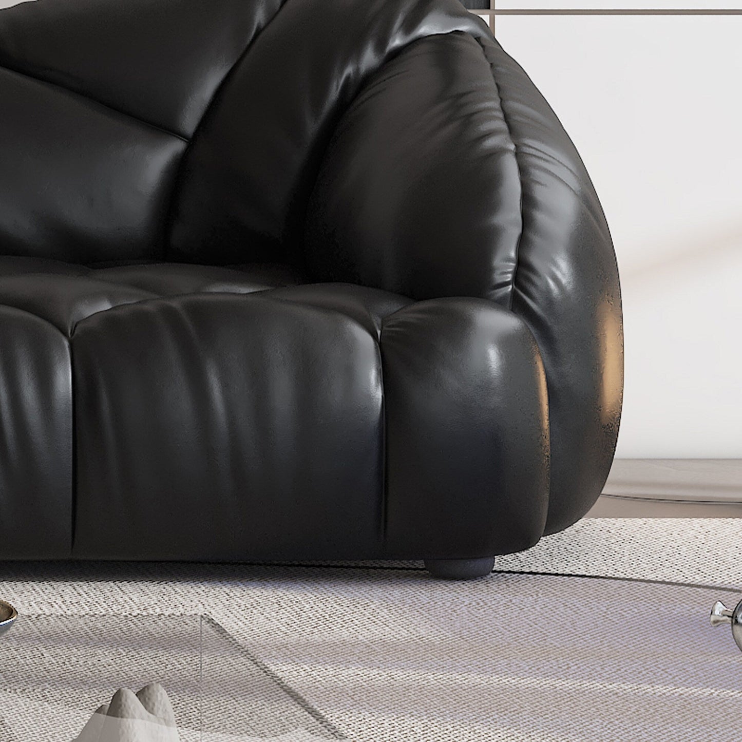 104.3 Leather Upholstered Sofa - 104.3 x 45.3