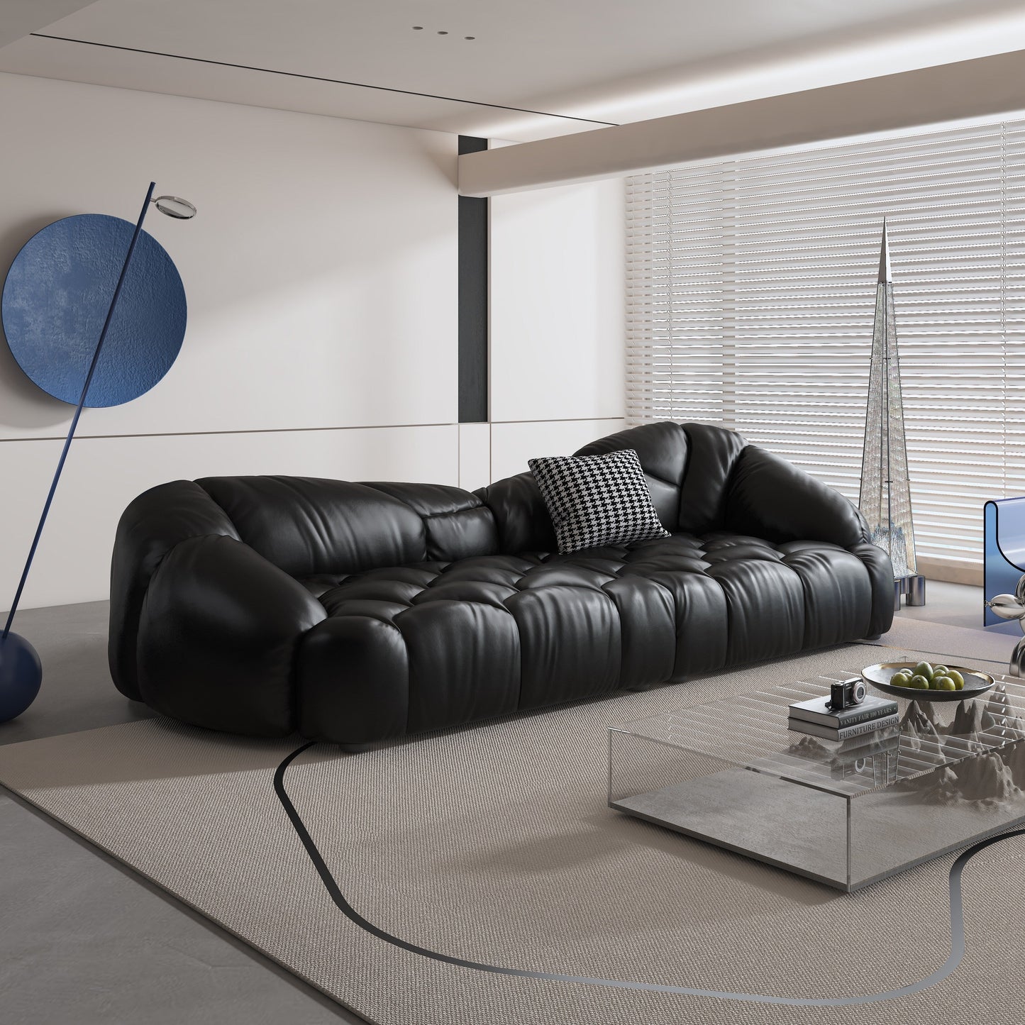104.3 Leather Upholstered Sofa - 104.3 x 45.3